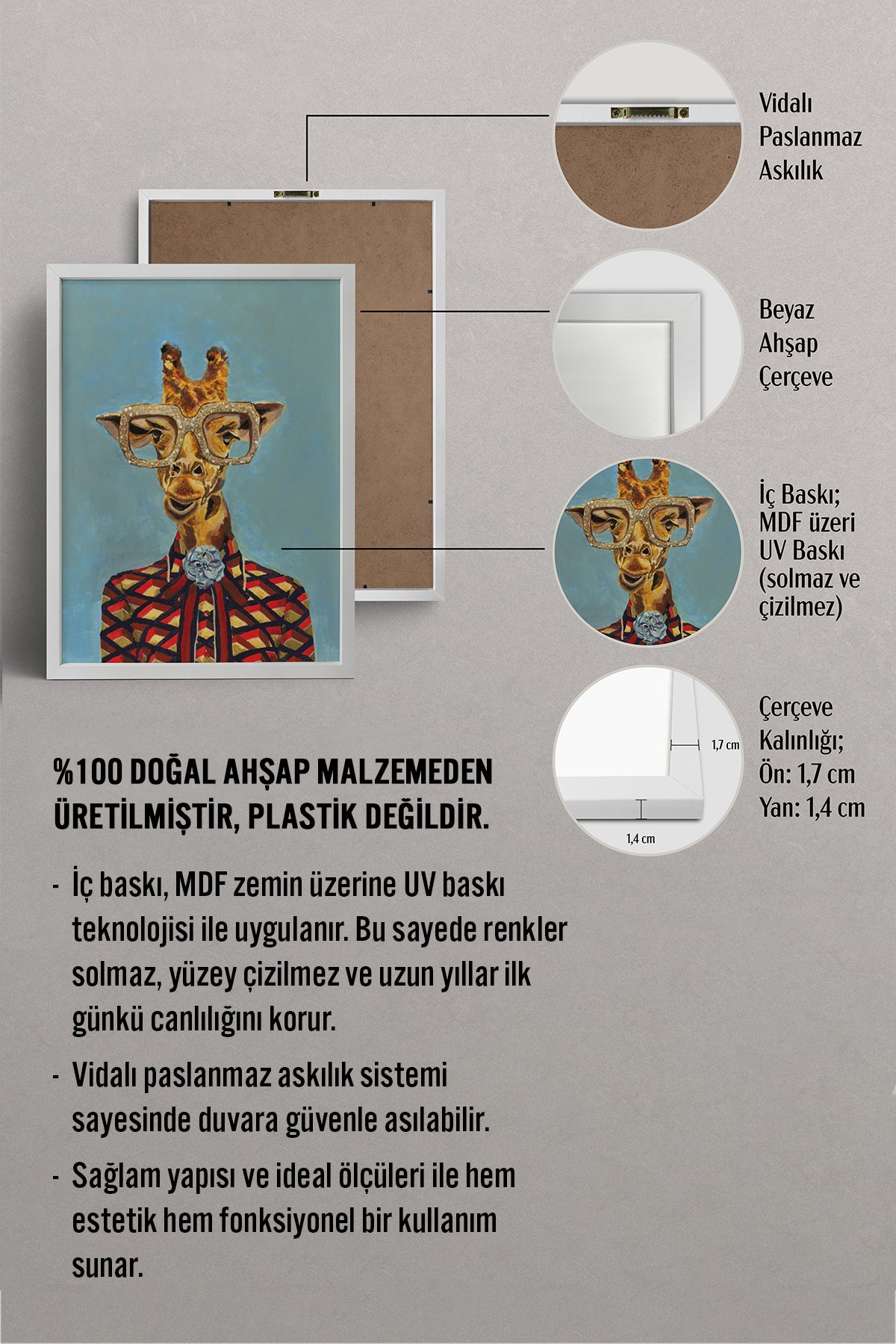 HOMEPACK Ahşap Çerçeveli Tablo Çerçeveli Poster Sanatsal Modern Duvar Dekoru BEK-8147