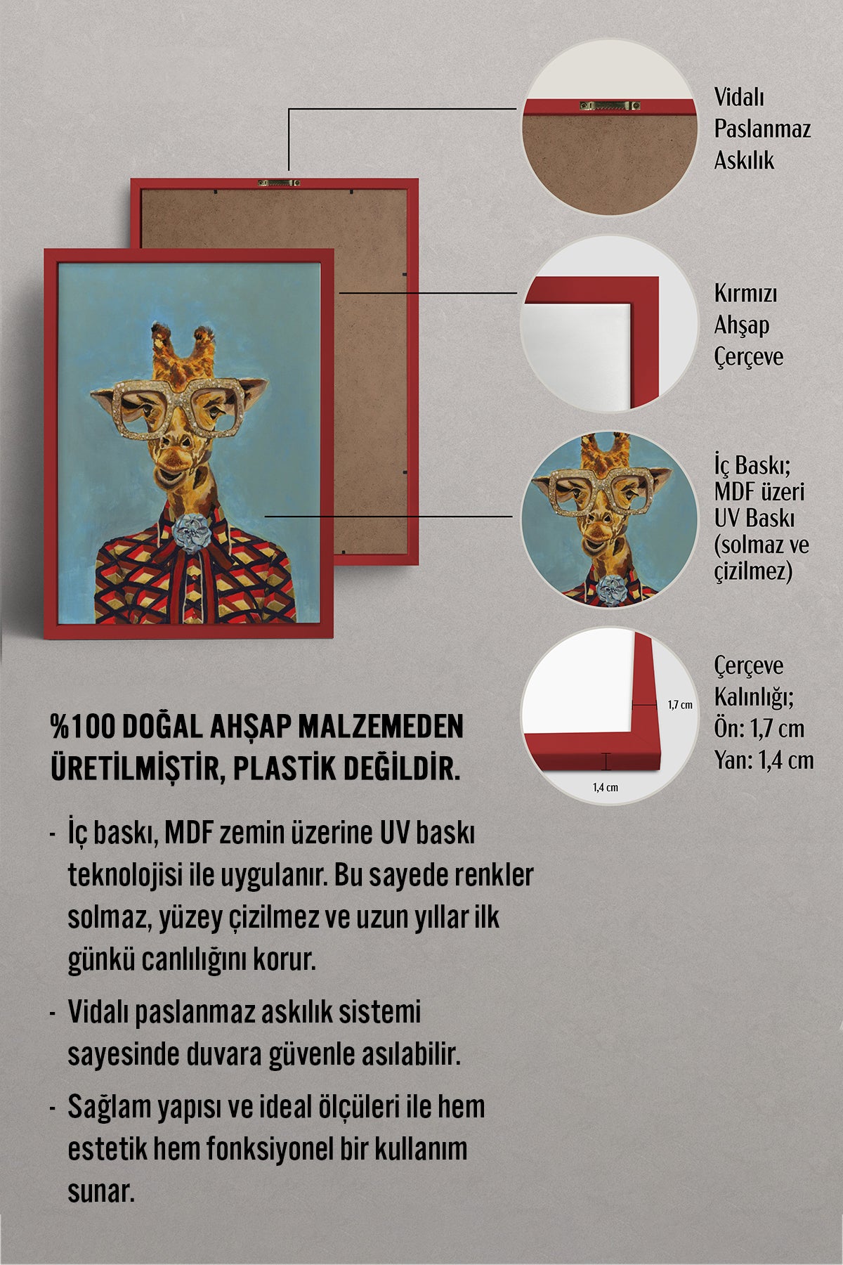 HOMEPACK Ahşap Çerçeveli Tablo Çerçeveli Poster Sanatsal Modern Duvar Dekoru BEK-8147