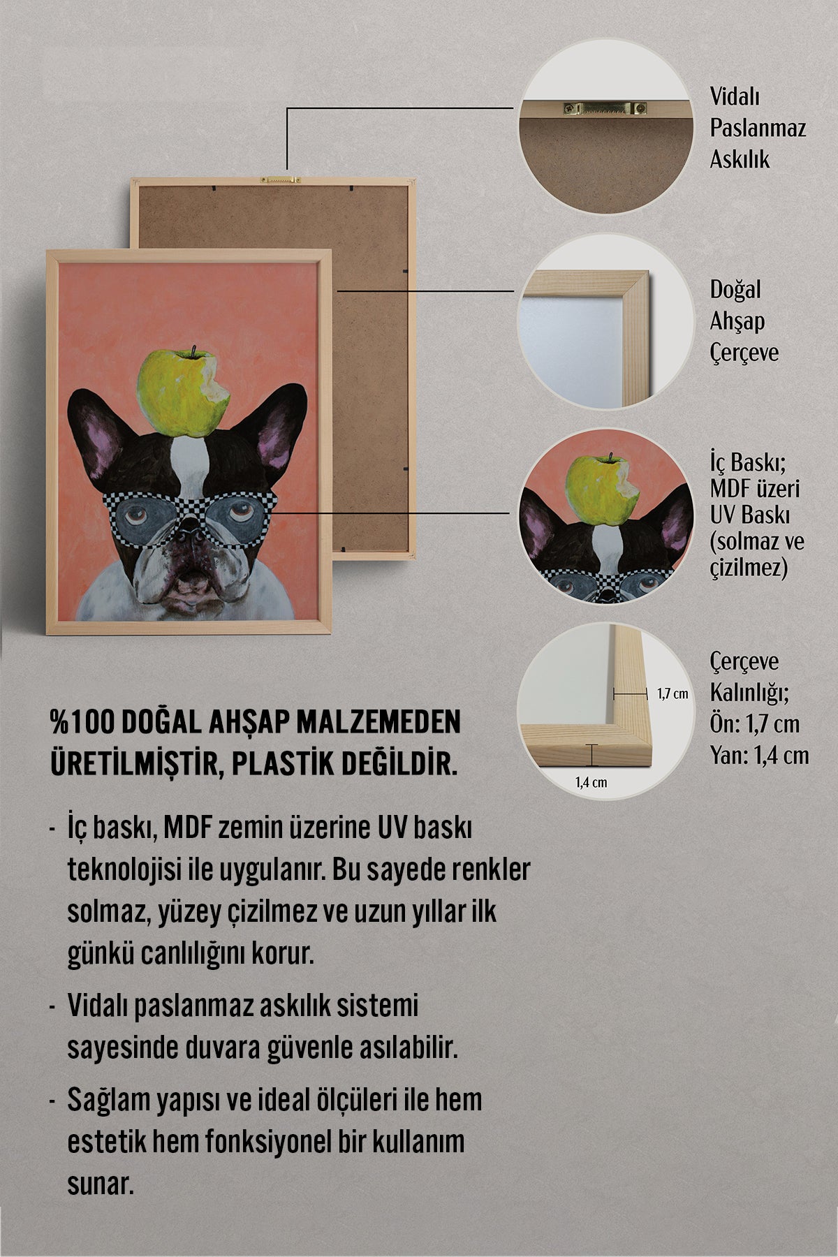 HOMEPACK Ahşap Çerçeveli Tablo Çerçeveli Poster Sanatsal Modern Duvar Dekoru BEK-8148