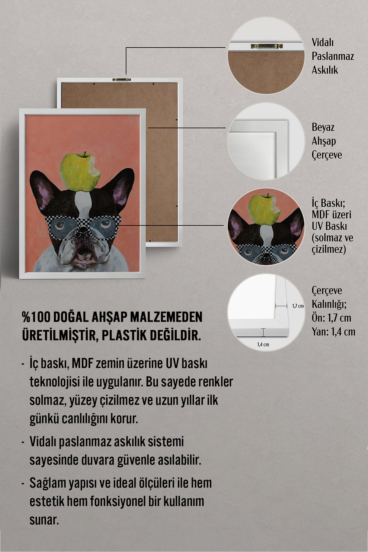 HOMEPACK Ahşap Çerçeveli Tablo Çerçeveli Poster Sanatsal Modern Duvar Dekoru BEK-8148
