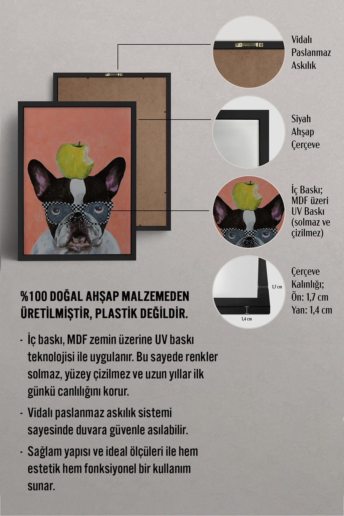 HOMEPACK Ahşap Çerçeveli Tablo Çerçeveli Poster Sanatsal Modern Duvar Dekoru BEK-8148
