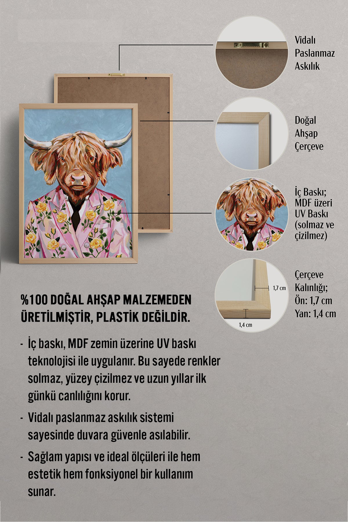 HOMEPACK Ahşap Çerçeveli Tablo Çerçeveli Poster Sanatsal Modern Duvar Dekoru BEK-8149