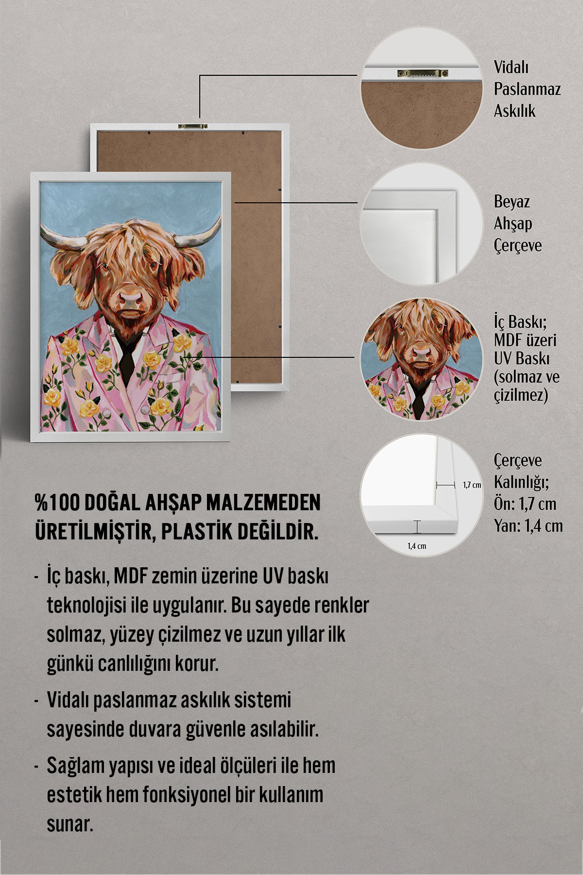 HOMEPACK Ahşap Çerçeveli Tablo Çerçeveli Poster Sanatsal Modern Duvar Dekoru BEK-8149