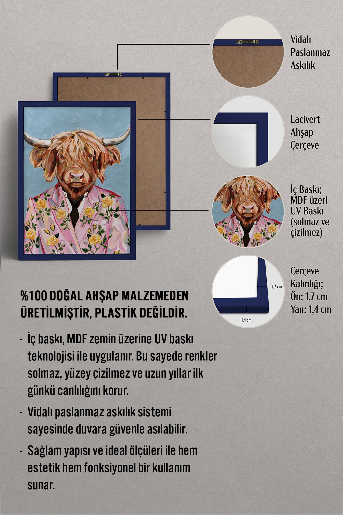HOMEPACK Ahşap Çerçeveli Tablo Çerçeveli Poster Sanatsal Modern Duvar Dekoru BEK-8149