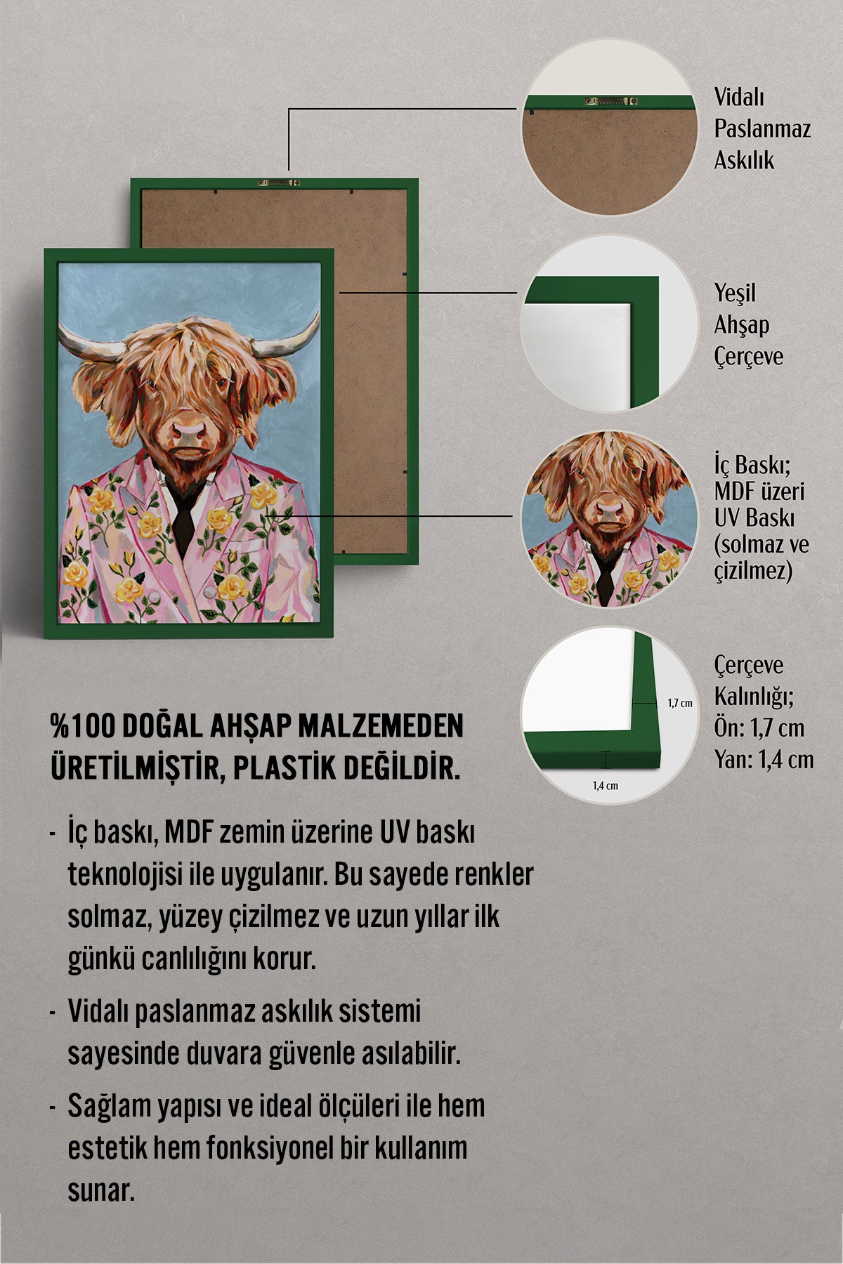 HOMEPACK Ahşap Çerçeveli Tablo Çerçeveli Poster Sanatsal Modern Duvar Dekoru BEK-8149