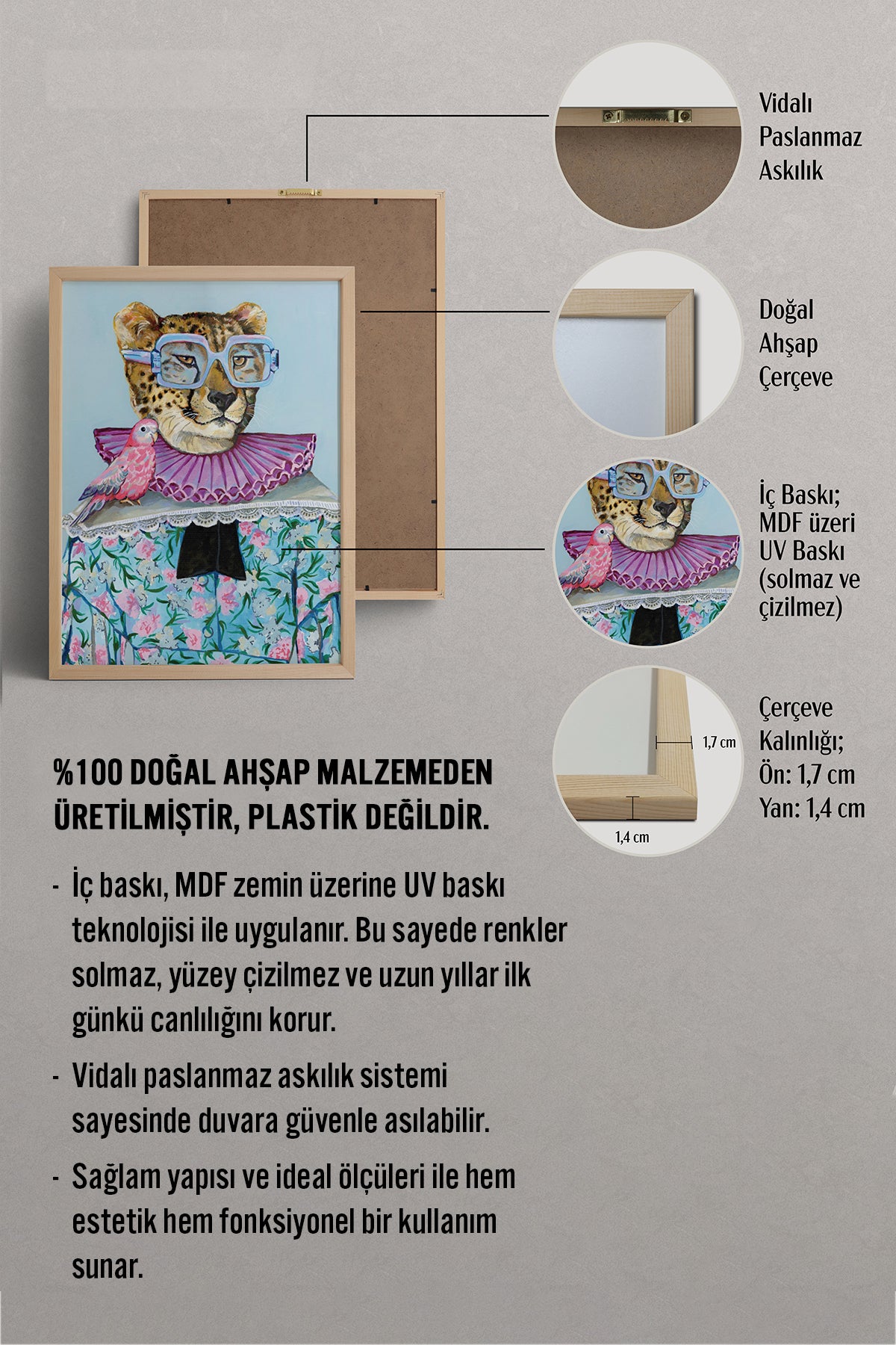 HOMEPACK Ahşap Çerçeveli Tablo Çerçeveli Poster Sanatsal Modern Duvar Dekoru BEK-8150