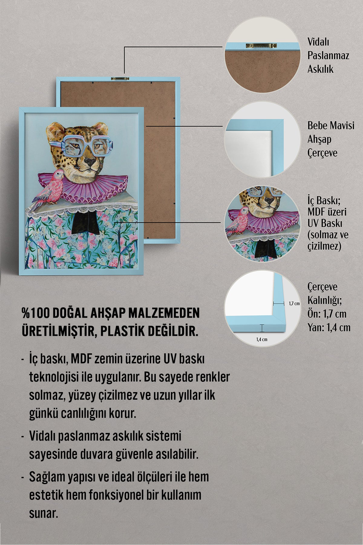 HOMEPACK Ahşap Çerçeveli Tablo Çerçeveli Poster Sanatsal Modern Duvar Dekoru BEK-8150