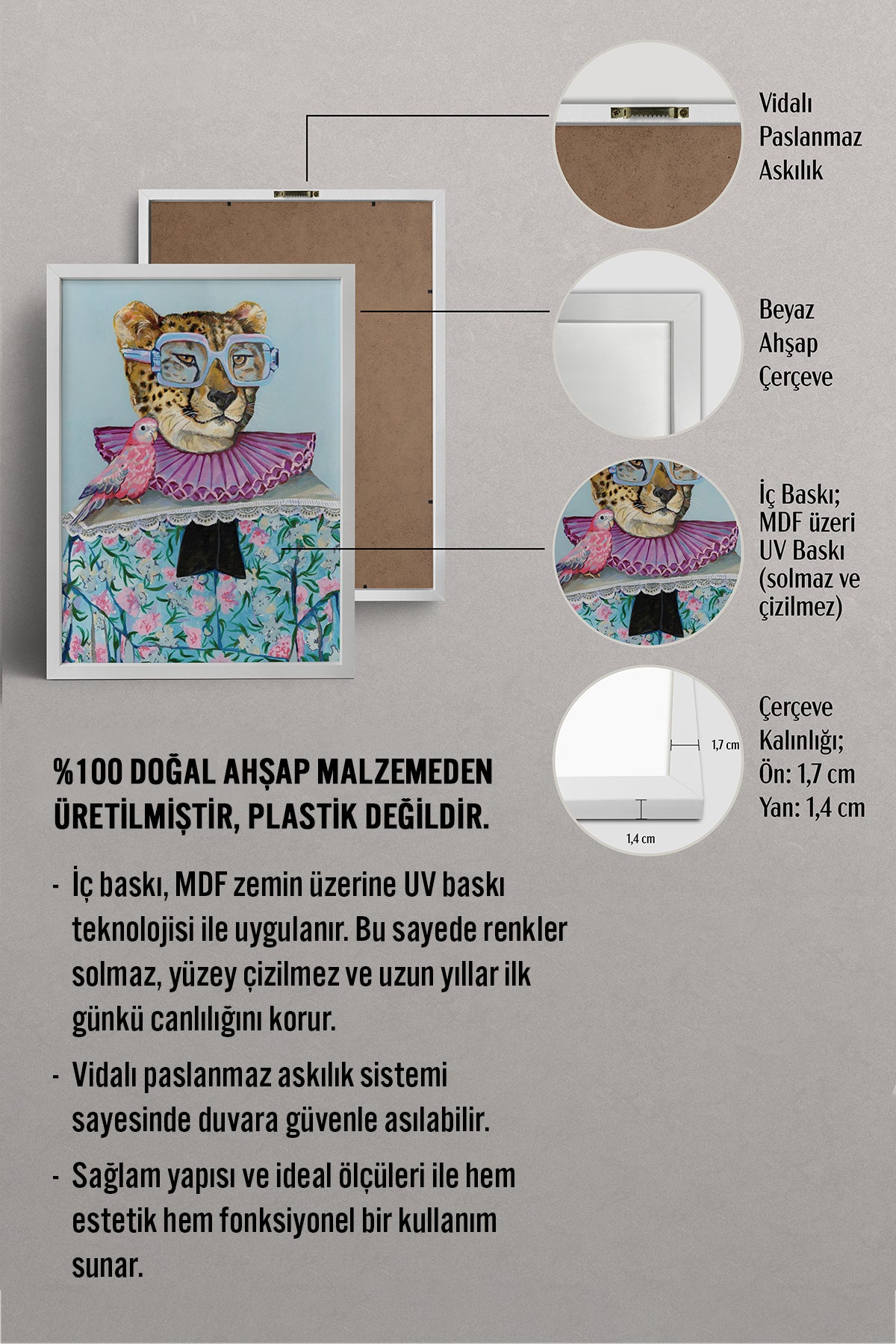 HOMEPACK Ahşap Çerçeveli Tablo Çerçeveli Poster Sanatsal Modern Duvar Dekoru BEK-8150