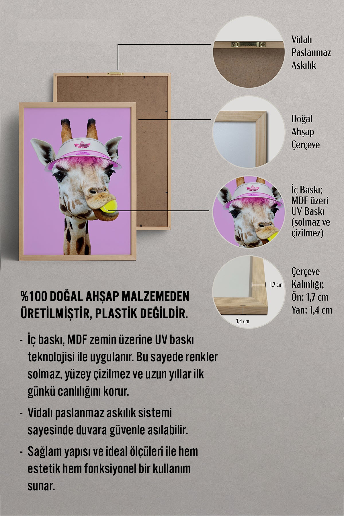 HOMEPACK Ahşap Çerçeveli Tablo Çerçeveli Poster Sanatsal Modern Duvar Dekoru BEK-8151