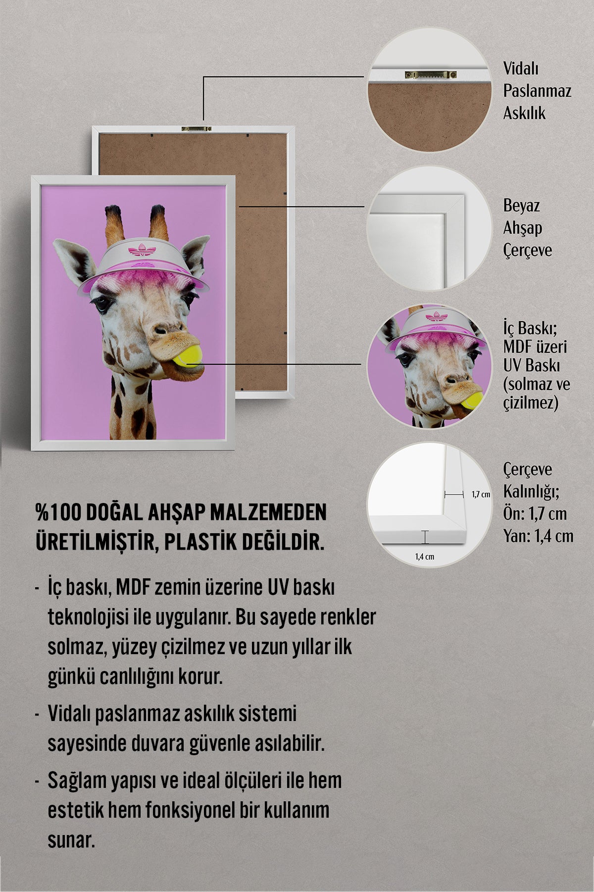 HOMEPACK Ahşap Çerçeveli Tablo Çerçeveli Poster Sanatsal Modern Duvar Dekoru BEK-8151