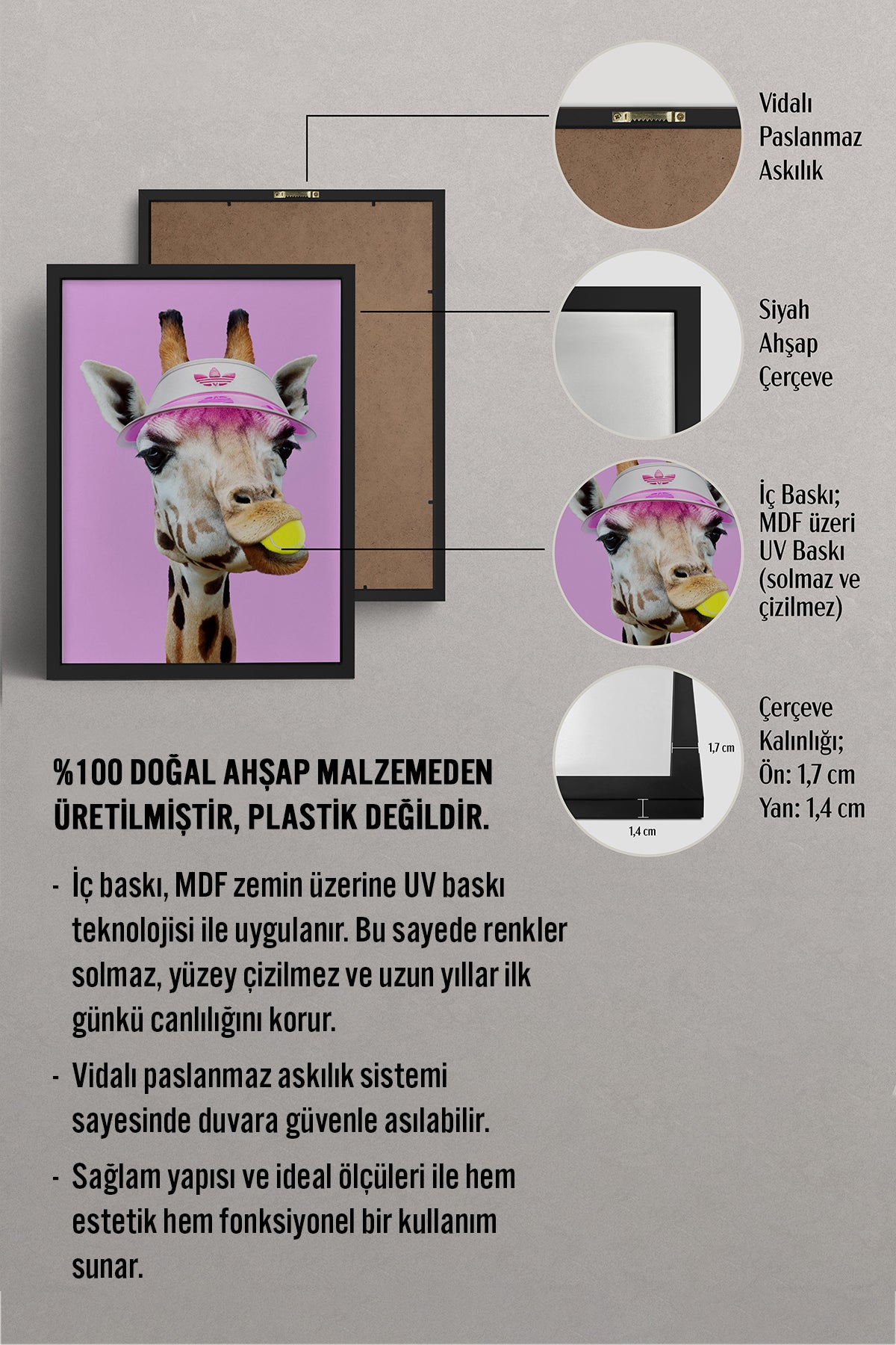 HOMEPACK Ahşap Çerçeveli Tablo Çerçeveli Poster Sanatsal Modern Duvar Dekoru BEK-8151