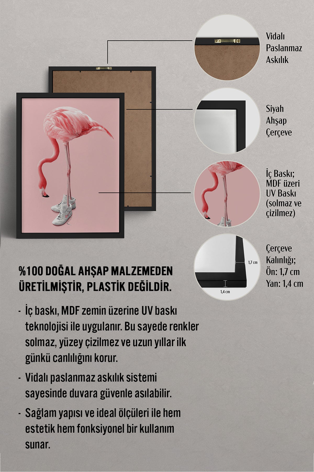 HOMEPACK Ahşap Çerçeveli Tablo Çerçeveli Poster Sanatsal Modern Duvar Dekoru BEK-8152