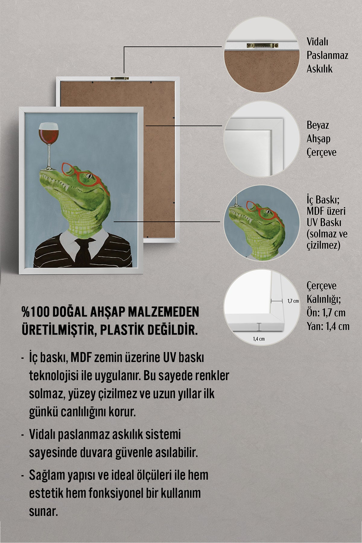 HOMEPACK Ahşap Çerçeveli Tablo Çerçeveli Poster Sanatsal Modern Duvar Dekoru BEK-8153