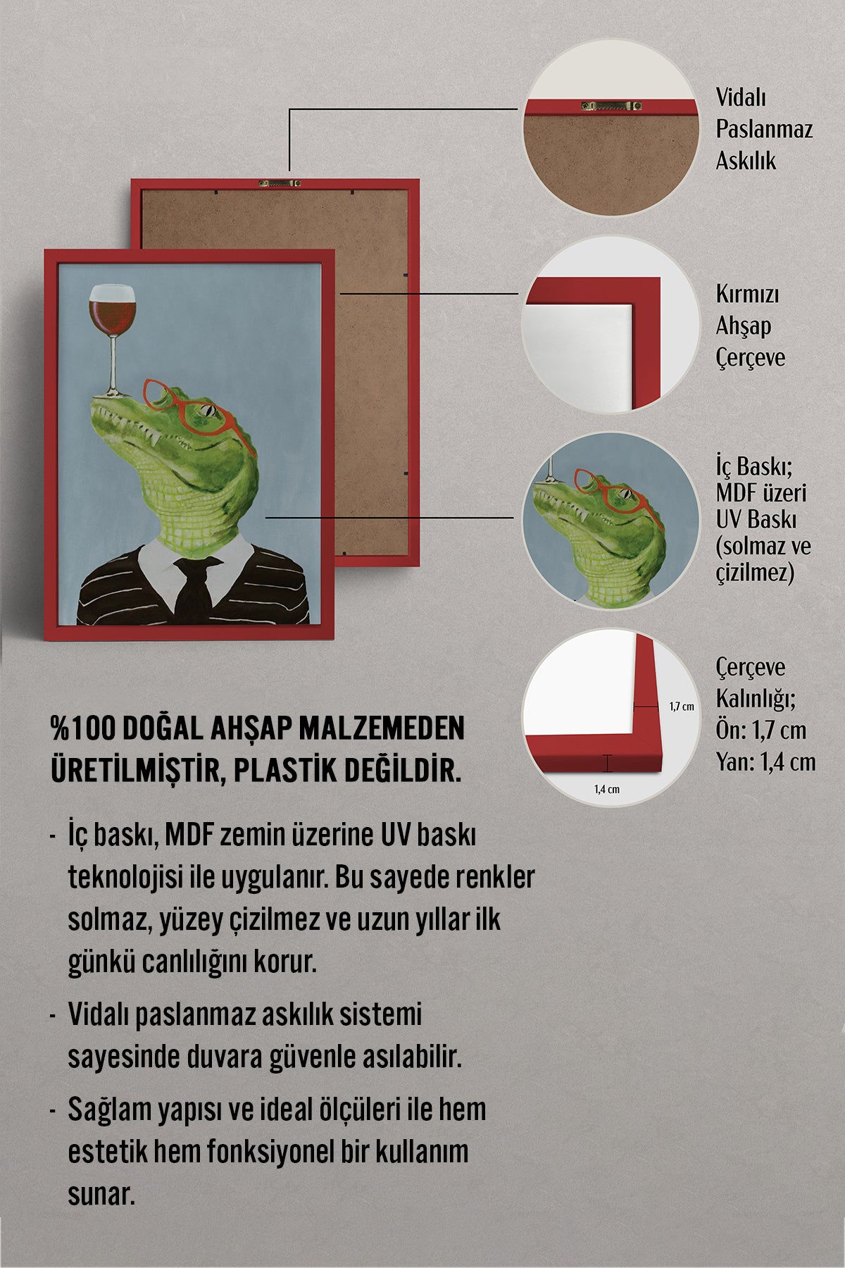 HOMEPACK Ahşap Çerçeveli Tablo Çerçeveli Poster Sanatsal Modern Duvar Dekoru BEK-8153