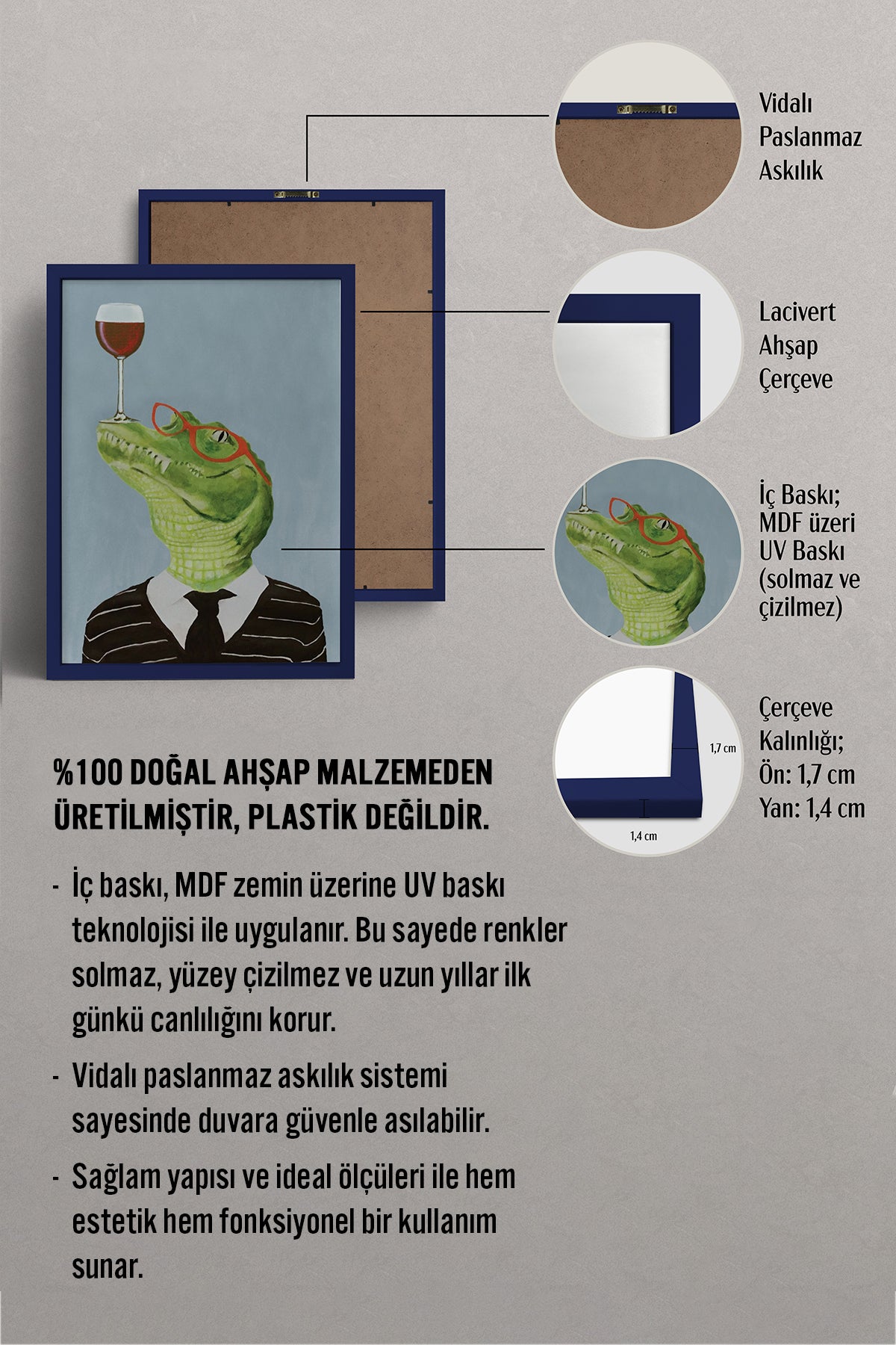 HOMEPACK Ahşap Çerçeveli Tablo Çerçeveli Poster Sanatsal Modern Duvar Dekoru BEK-8153