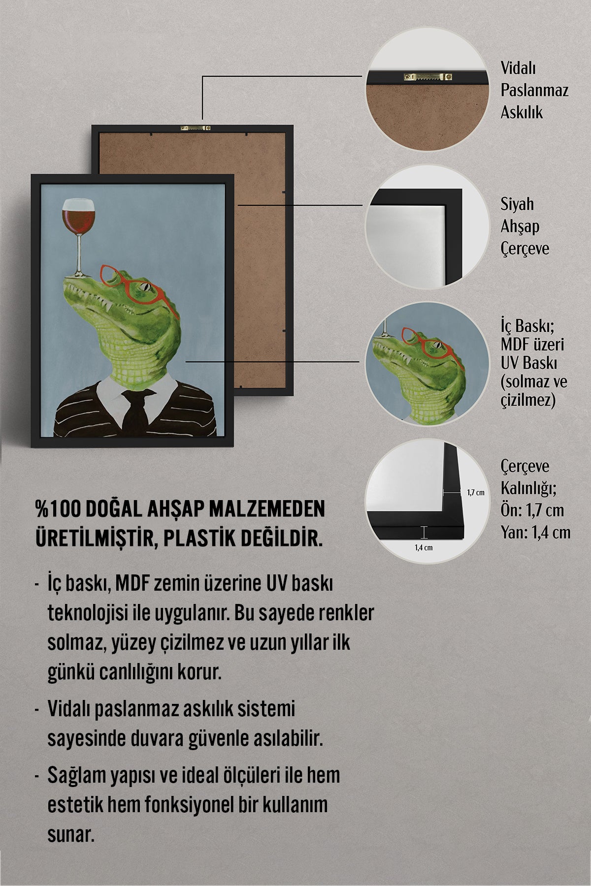 HOMEPACK Ahşap Çerçeveli Tablo Çerçeveli Poster Sanatsal Modern Duvar Dekoru BEK-8153