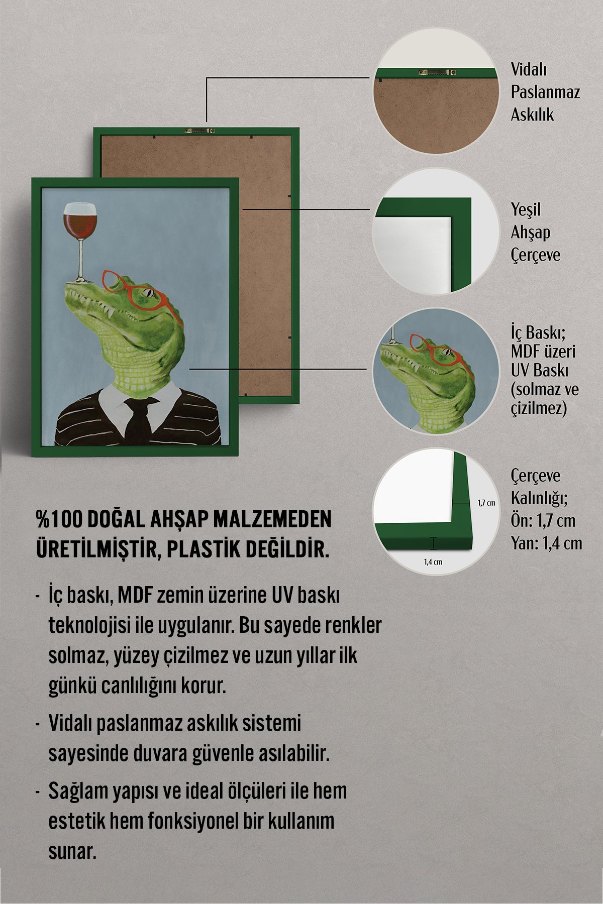 HOMEPACK Ahşap Çerçeveli Tablo Çerçeveli Poster Sanatsal Modern Duvar Dekoru BEK-8153