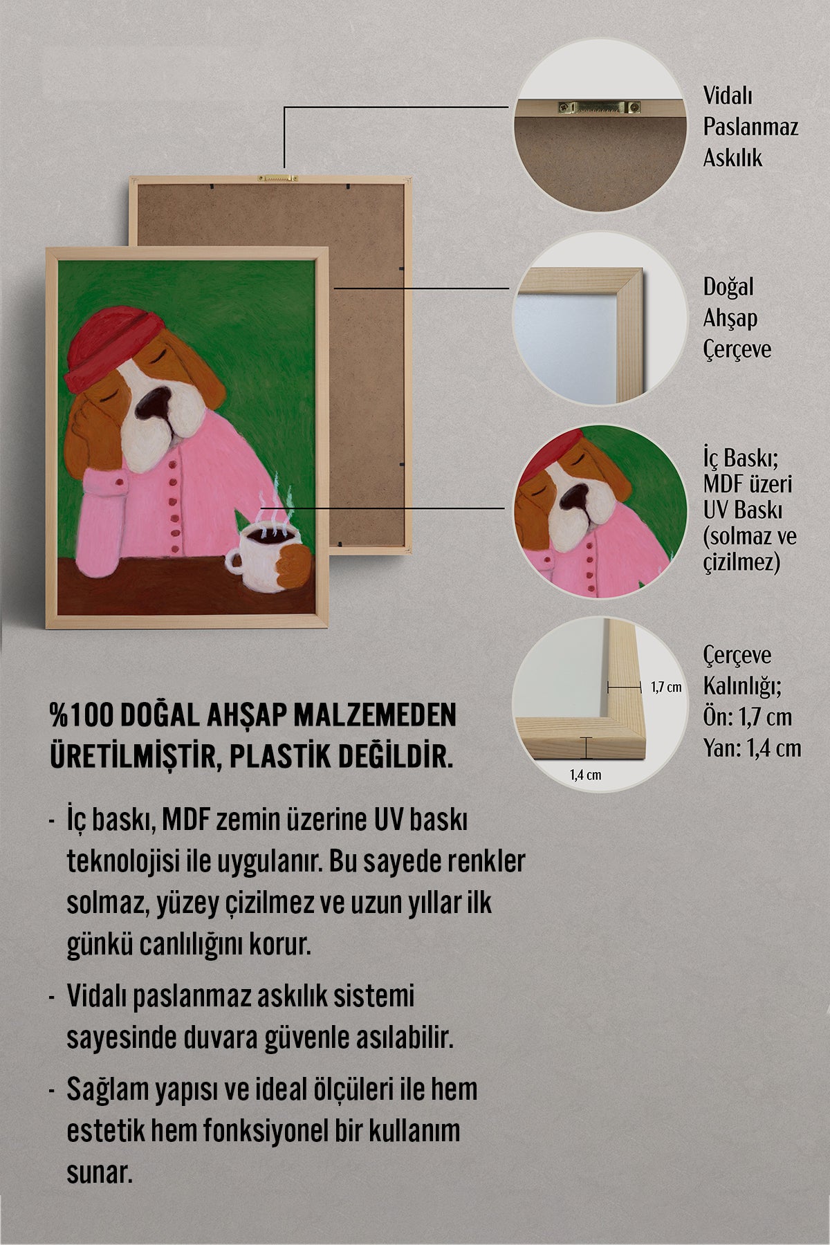 HOMEPACK Ahşap Çerçeveli Tablo Çerçeveli Poster Sanatsal Modern Duvar Dekoru BEK-8154