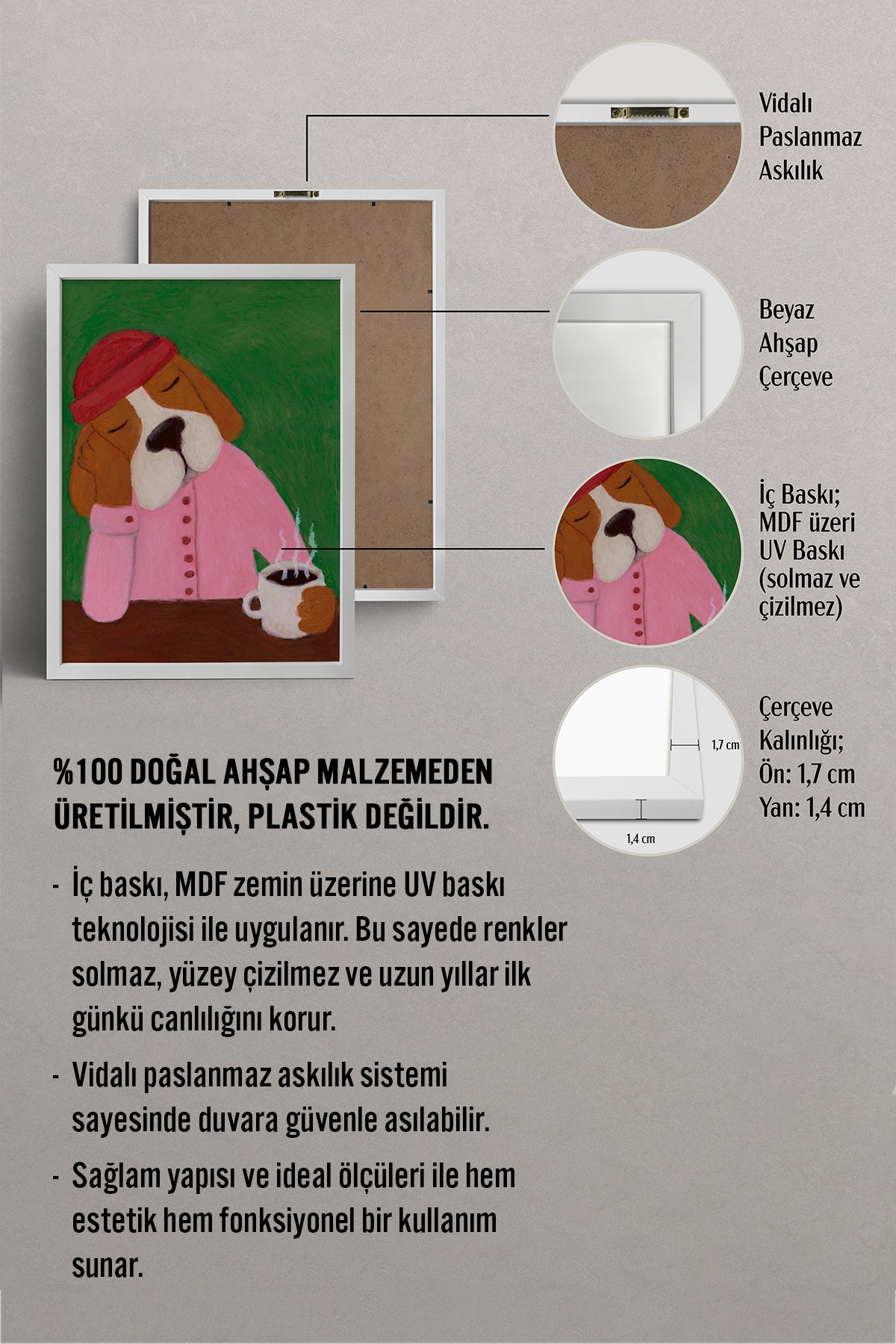HOMEPACK Ahşap Çerçeveli Tablo Çerçeveli Poster Sanatsal Modern Duvar Dekoru BEK-8154