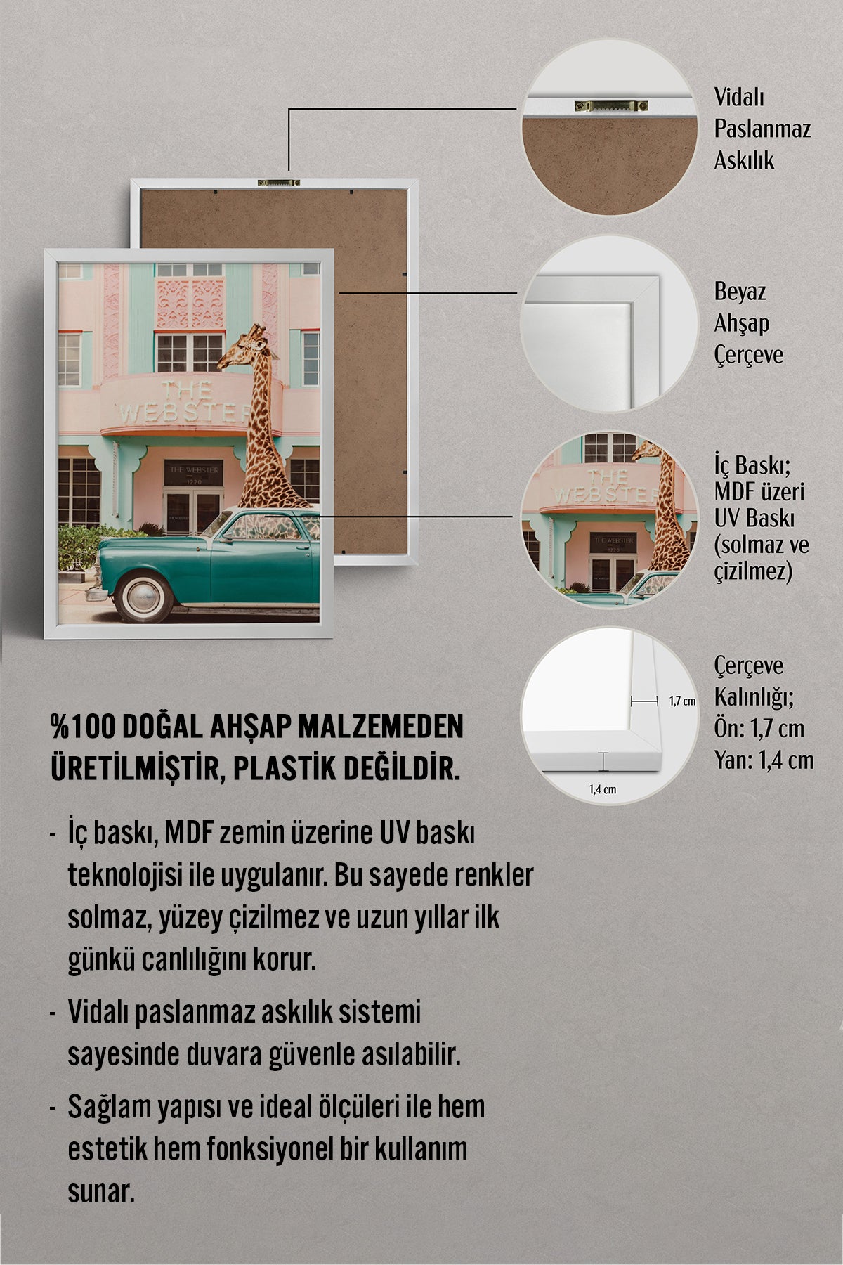 HOMEPACK Ahşap Çerçeveli Tablo Çerçeveli Poster Sanatsal Modern Duvar Dekoru BEK-8155