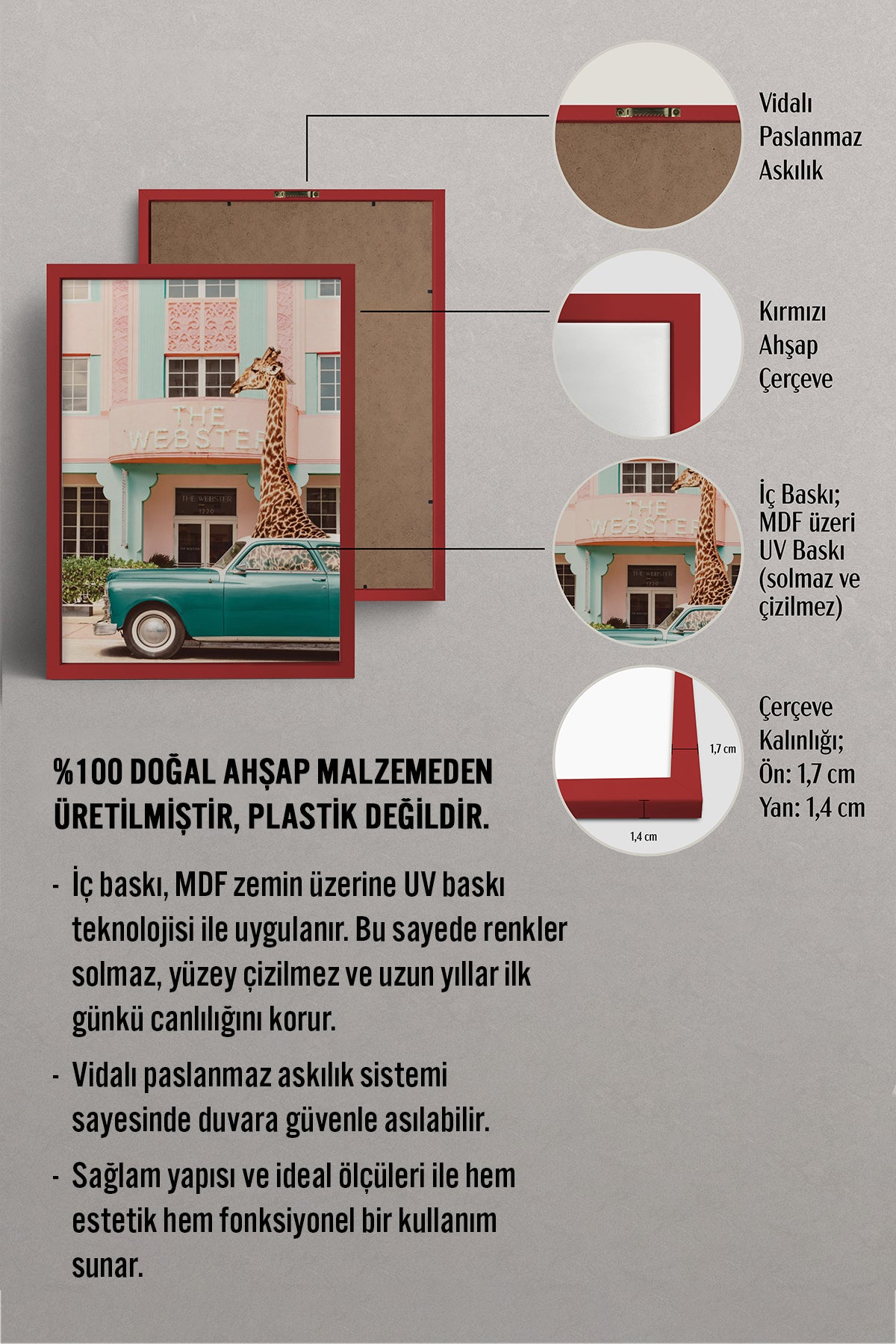 HOMEPACK Ahşap Çerçeveli Tablo Çerçeveli Poster Sanatsal Modern Duvar Dekoru BEK-8155