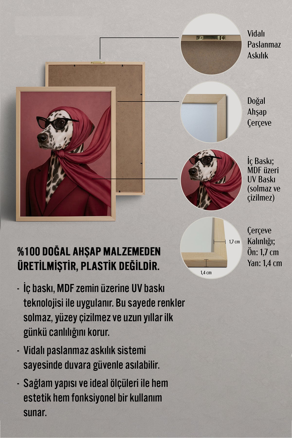 HOMEPACK Ahşap Çerçeveli Tablo Çerçeveli Poster Sanatsal Modern Duvar Dekoru BEK-8156