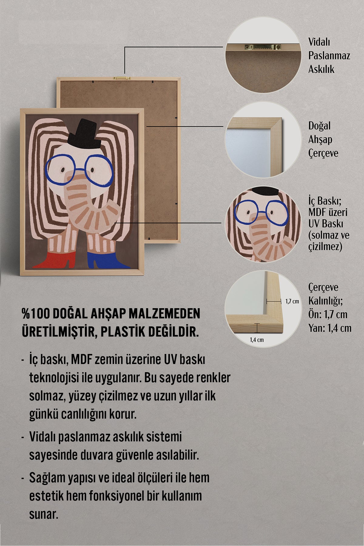HOMEPACK Ahşap Çerçeveli Tablo Çerçeveli Poster Sanatsal Modern Duvar Dekoru BEK-8157
