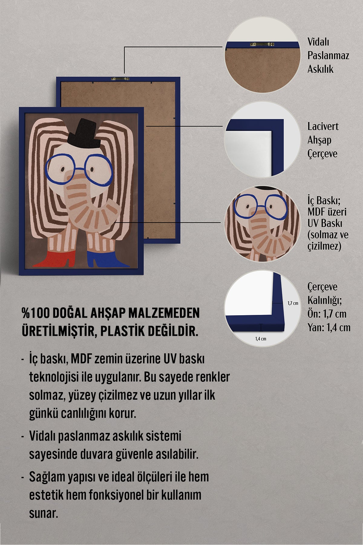 HOMEPACK Ahşap Çerçeveli Tablo Çerçeveli Poster Sanatsal Modern Duvar Dekoru BEK-8157