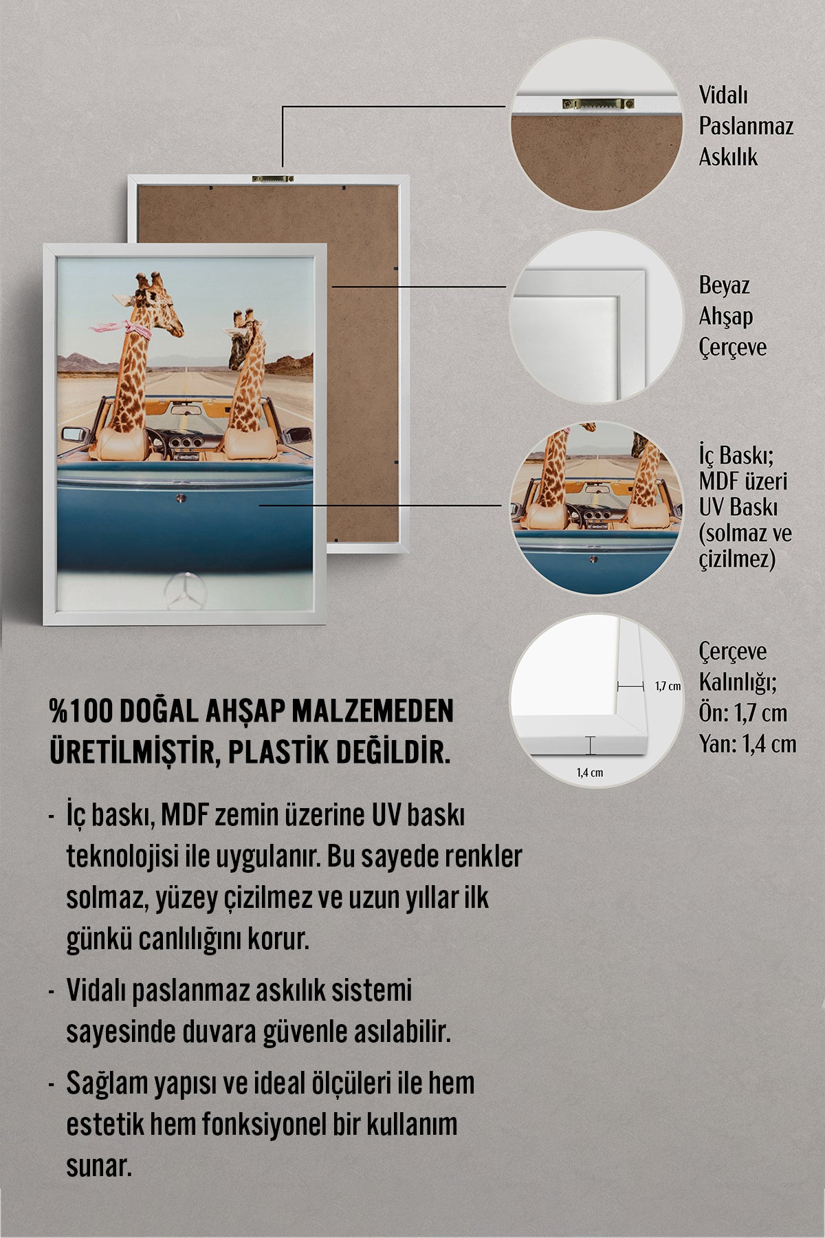 HOMEPACK Ahşap Çerçeveli Tablo Çerçeveli Poster Sanatsal Modern Duvar Dekoru BEK-8158