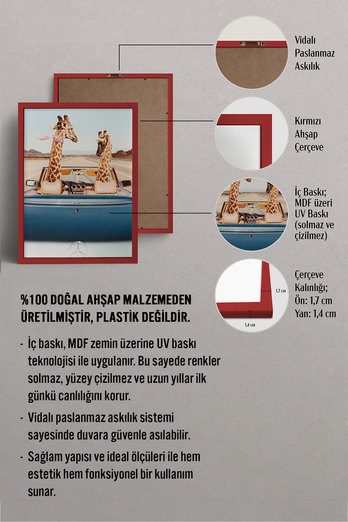 HOMEPACK Ahşap Çerçeveli Tablo Çerçeveli Poster Sanatsal Modern Duvar Dekoru BEK-8158