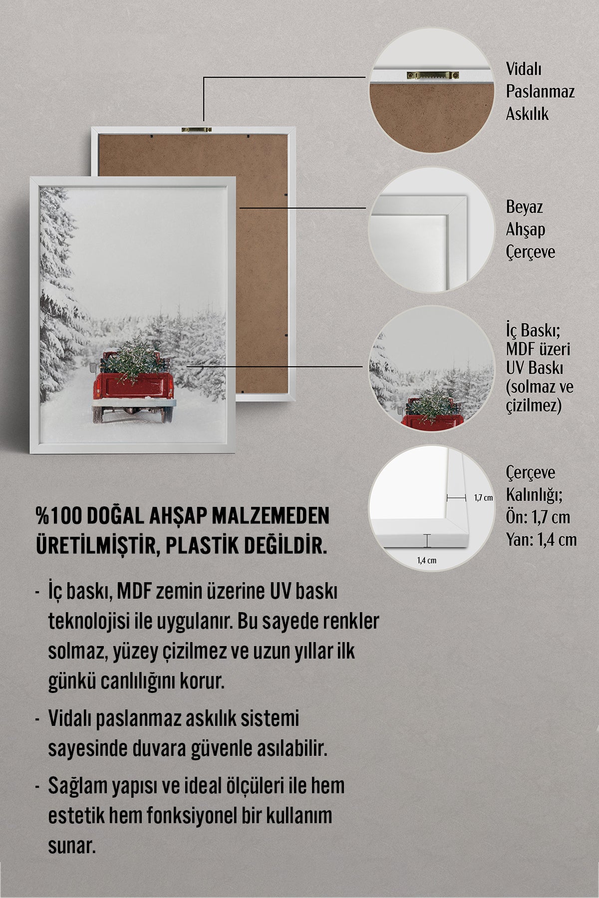 HOMEPACK Ahşap Çerçeveli Tablo Çerçeveli Poster Sanatsal Modern Duvar Dekoru BEK-8159