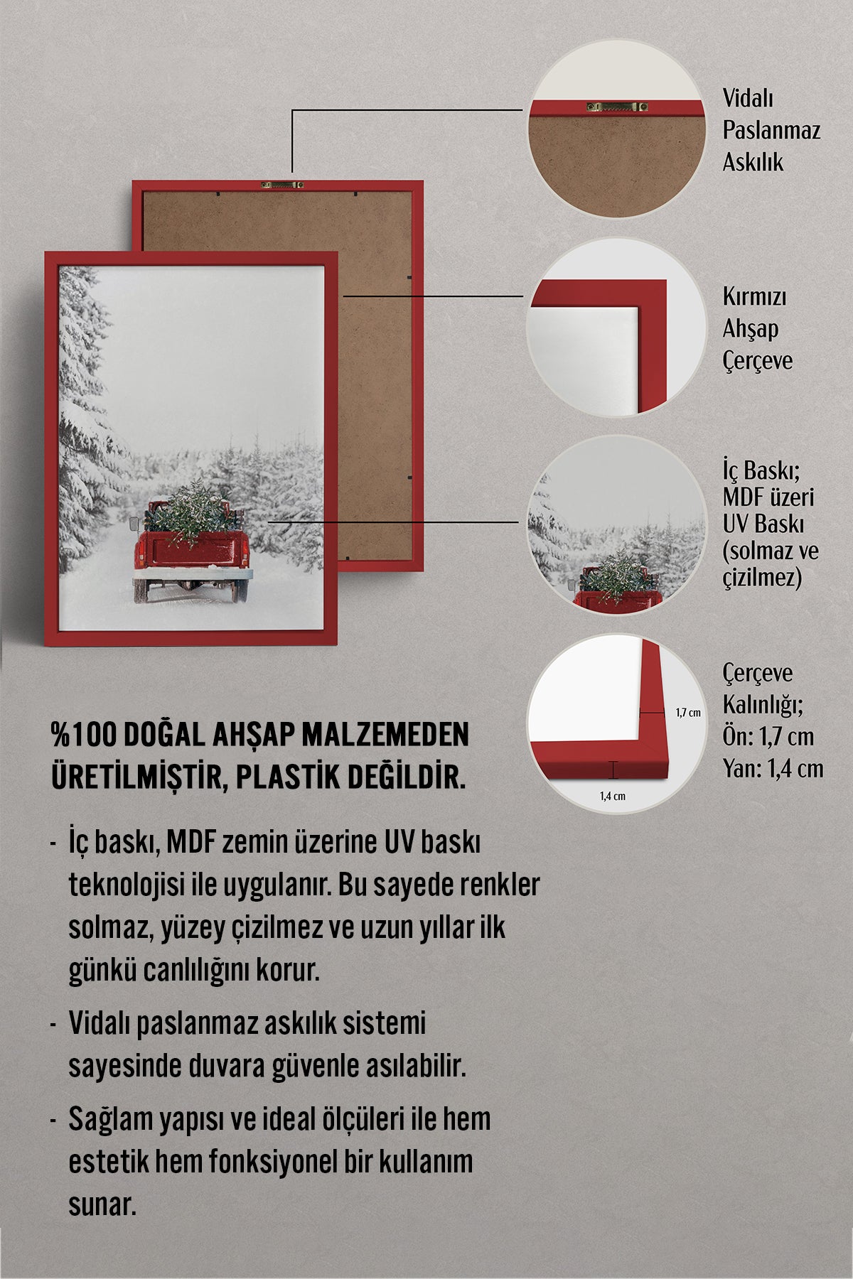 HOMEPACK Ahşap Çerçeveli Tablo Çerçeveli Poster Sanatsal Modern Duvar Dekoru BEK-8159