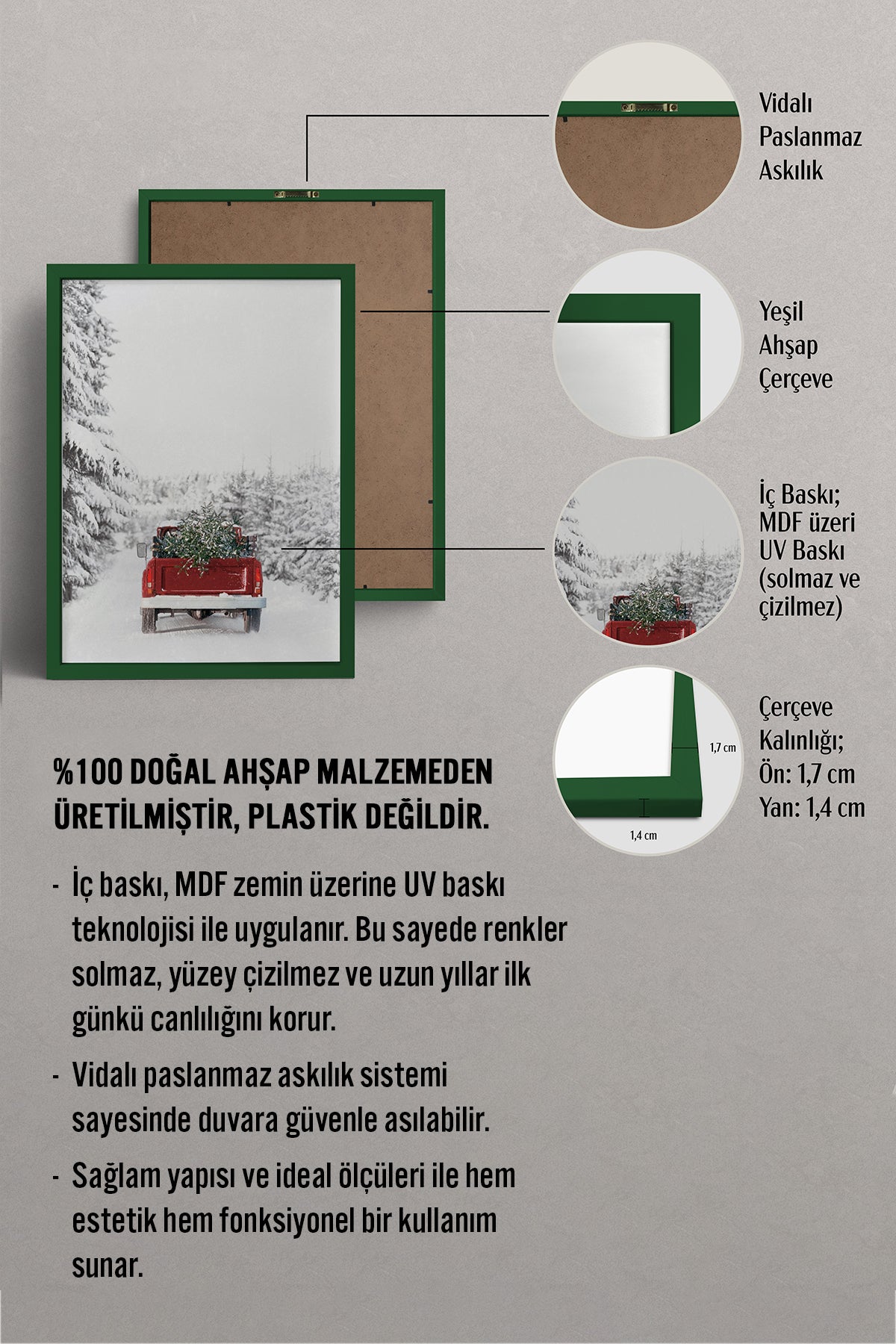 HOMEPACK Ahşap Çerçeveli Tablo Çerçeveli Poster Sanatsal Modern Duvar Dekoru BEK-8159