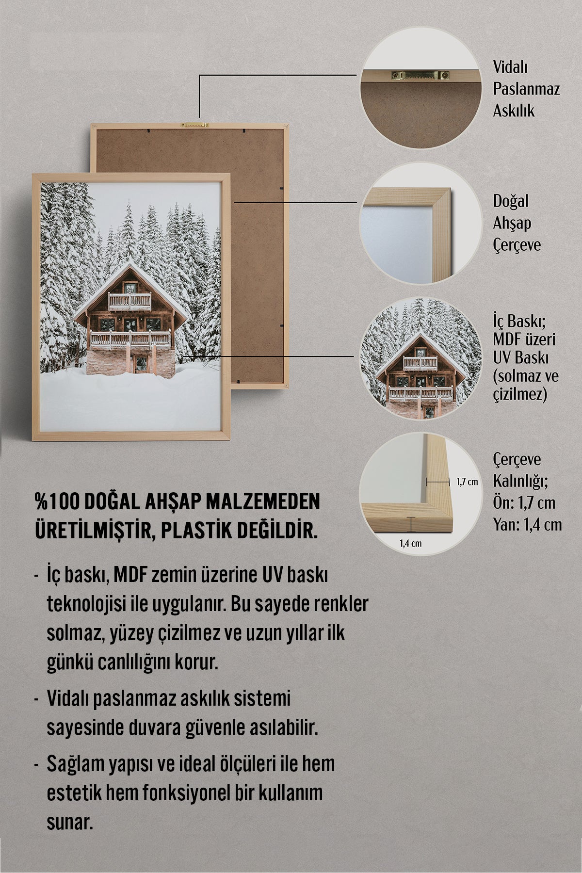 HOMEPACK Ahşap Çerçeveli Tablo Çerçeveli Poster Sanatsal Modern Duvar Dekoru BEK-8160
