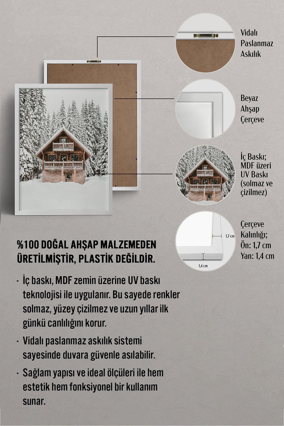 HOMEPACK Ahşap Çerçeveli Tablo Çerçeveli Poster Sanatsal Modern Duvar Dekoru BEK-8160