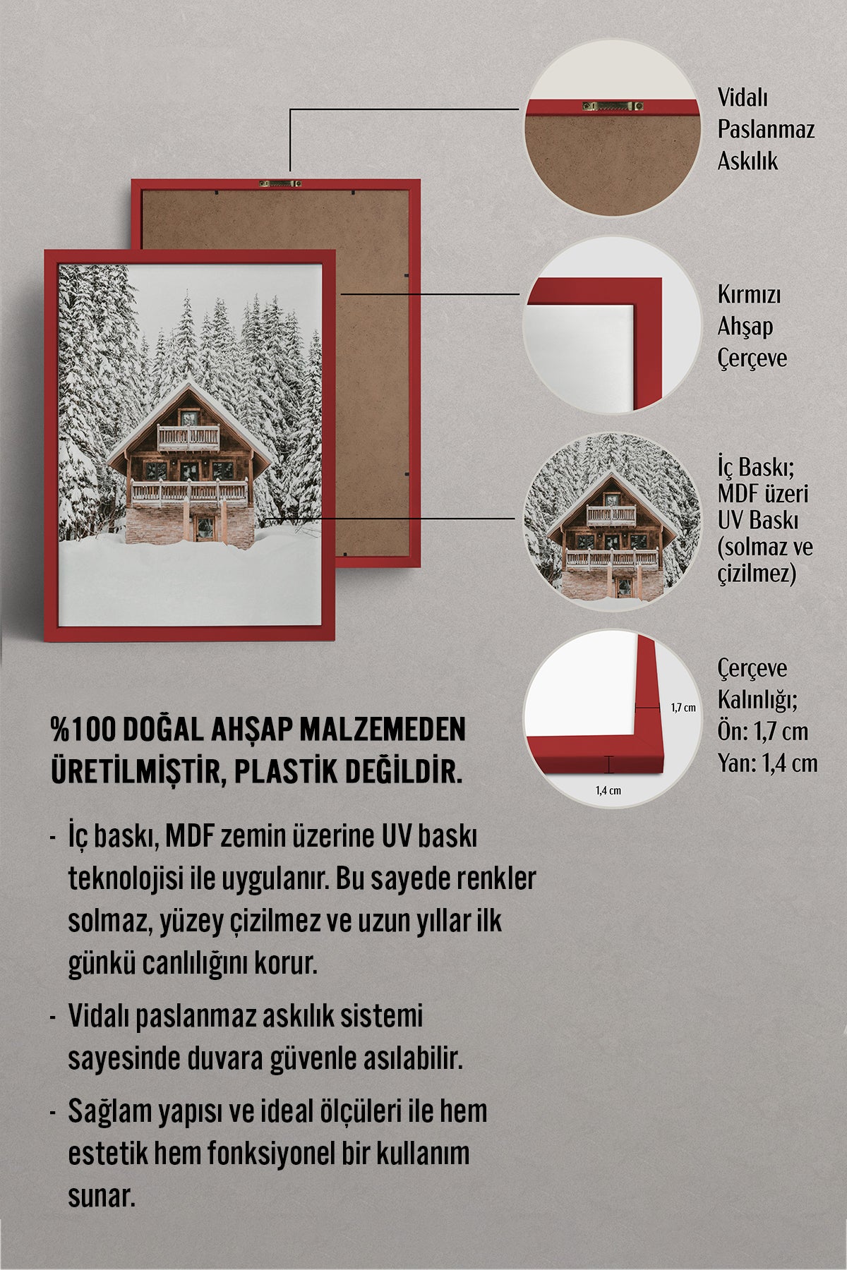 HOMEPACK Ahşap Çerçeveli Tablo Çerçeveli Poster Sanatsal Modern Duvar Dekoru BEK-8160