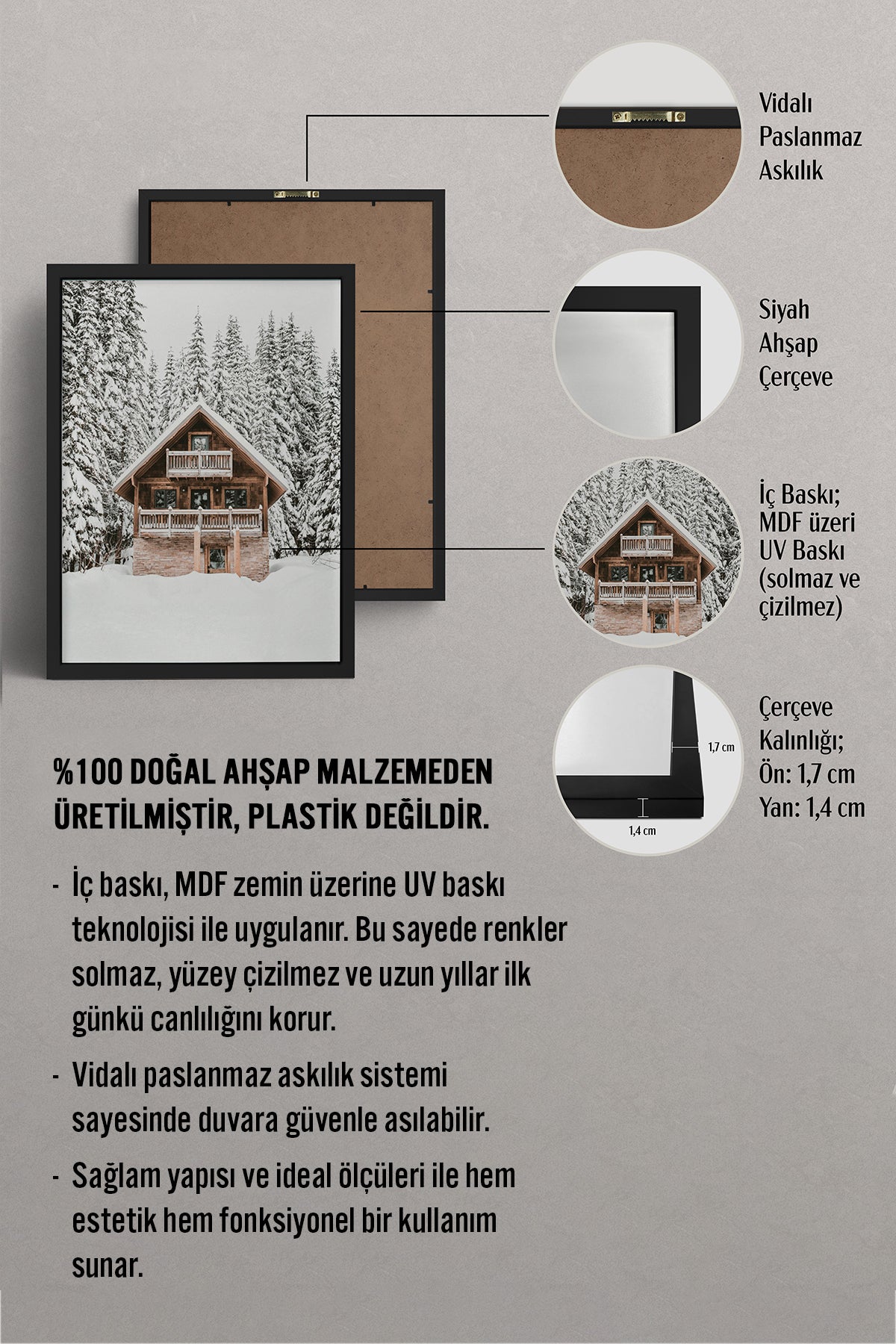 HOMEPACK Ahşap Çerçeveli Tablo Çerçeveli Poster Sanatsal Modern Duvar Dekoru BEK-8160