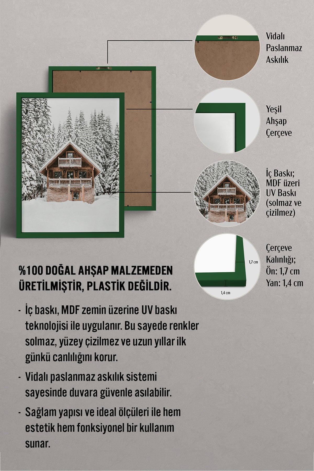 HOMEPACK Ahşap Çerçeveli Tablo Çerçeveli Poster Sanatsal Modern Duvar Dekoru BEK-8160