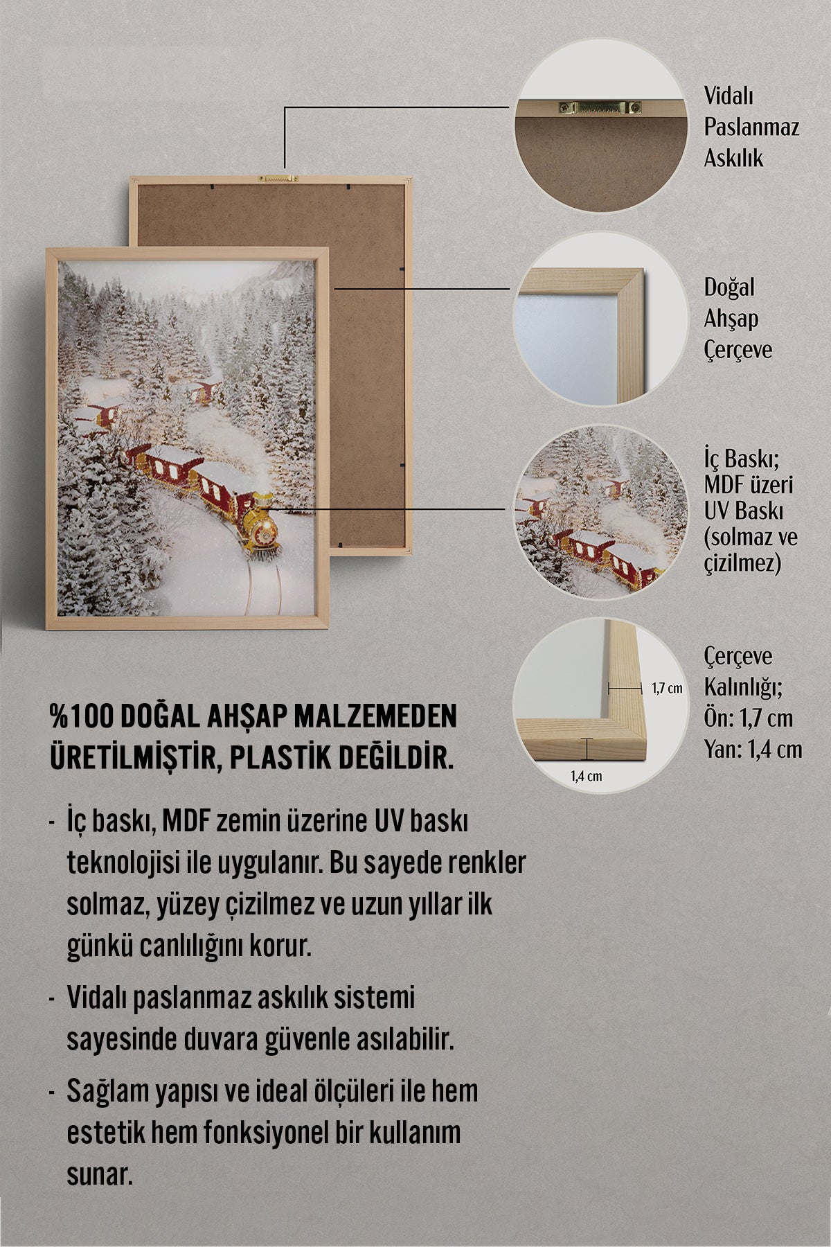 HOMEPACK Ahşap Çerçeveli Tablo Çerçeveli Poster Sanatsal Modern Duvar Dekoru BEK-8161