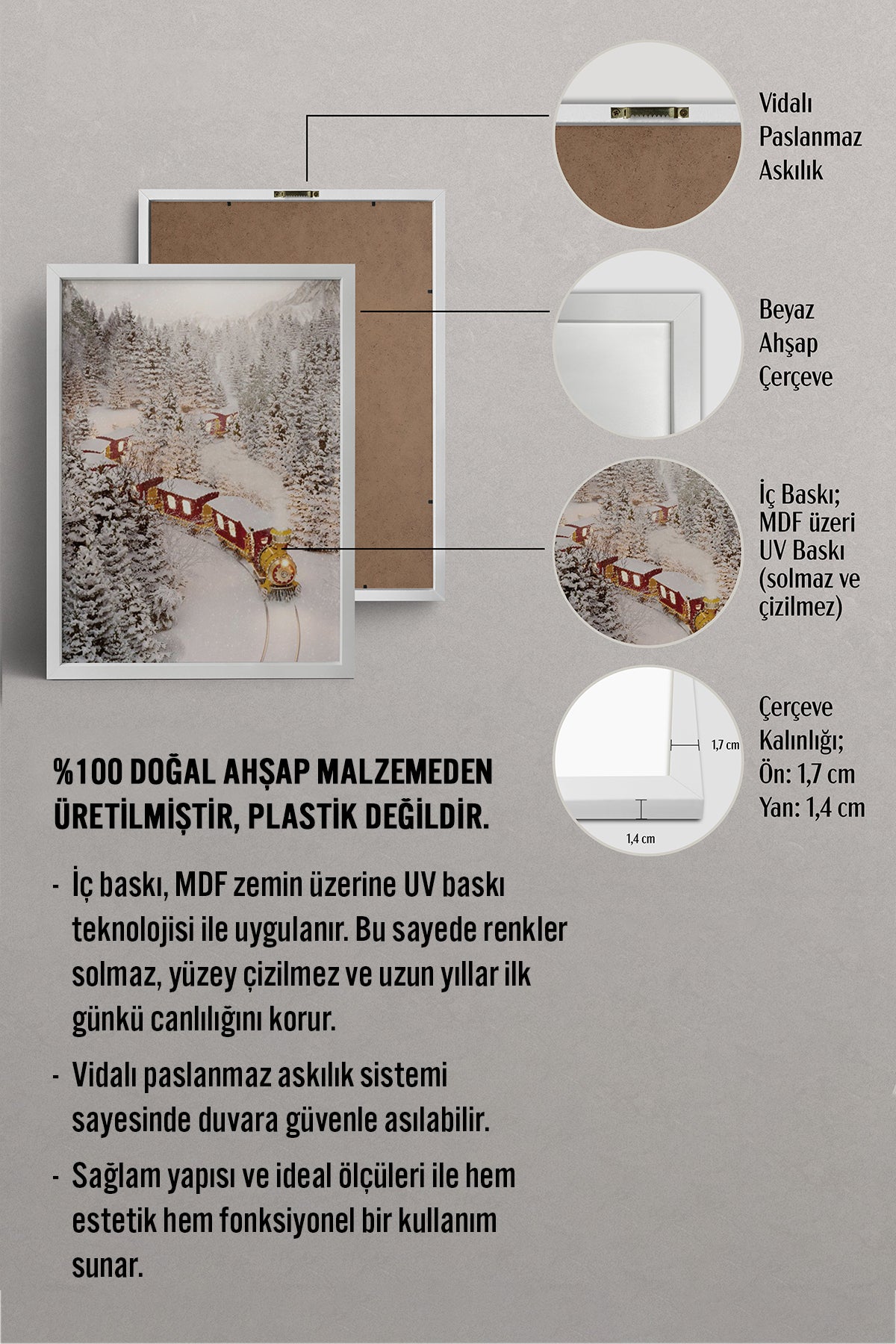 HOMEPACK Ahşap Çerçeveli Tablo Çerçeveli Poster Sanatsal Modern Duvar Dekoru BEK-8161