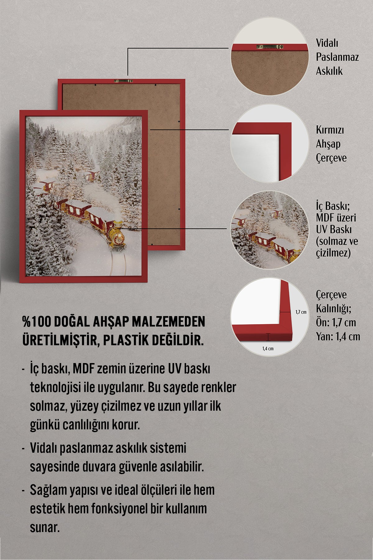 HOMEPACK Ahşap Çerçeveli Tablo Çerçeveli Poster Sanatsal Modern Duvar Dekoru BEK-8161