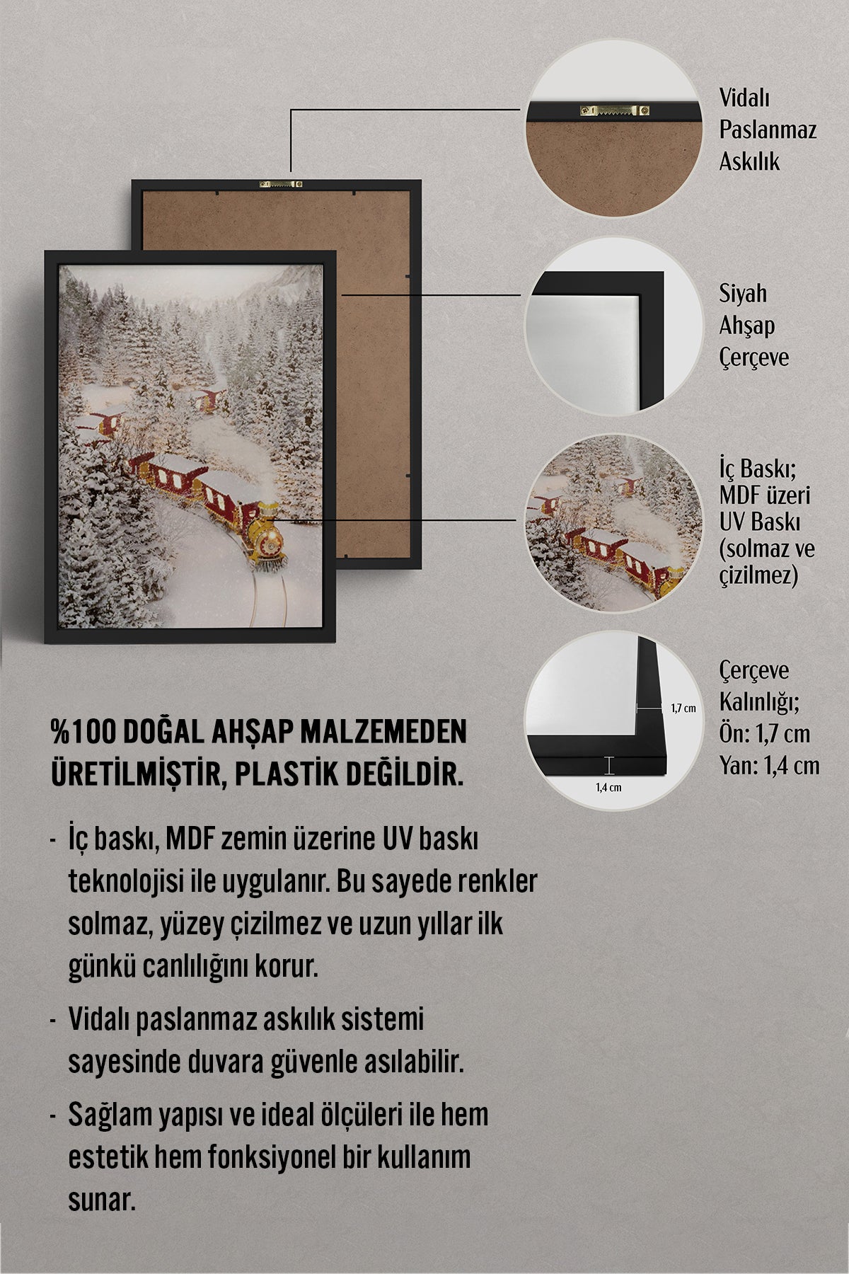 HOMEPACK Ahşap Çerçeveli Tablo Çerçeveli Poster Sanatsal Modern Duvar Dekoru BEK-8161
