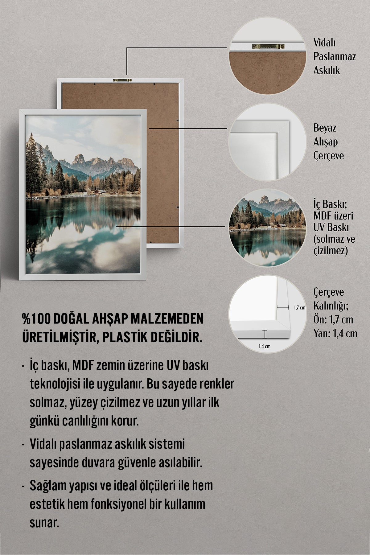 HOMEPACK Ahşap Çerçeveli Tablo Çerçeveli Poster Sanatsal Modern Duvar Dekoru BEK-8164