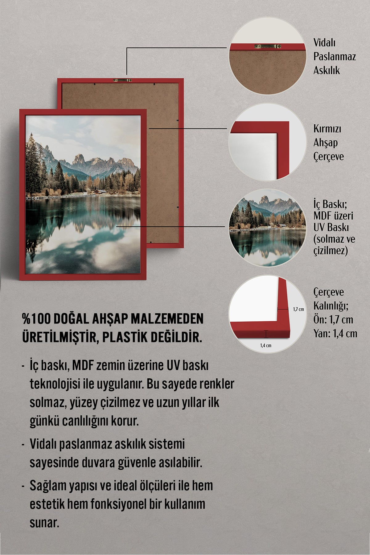 HOMEPACK Ahşap Çerçeveli Tablo Çerçeveli Poster Sanatsal Modern Duvar Dekoru BEK-8164