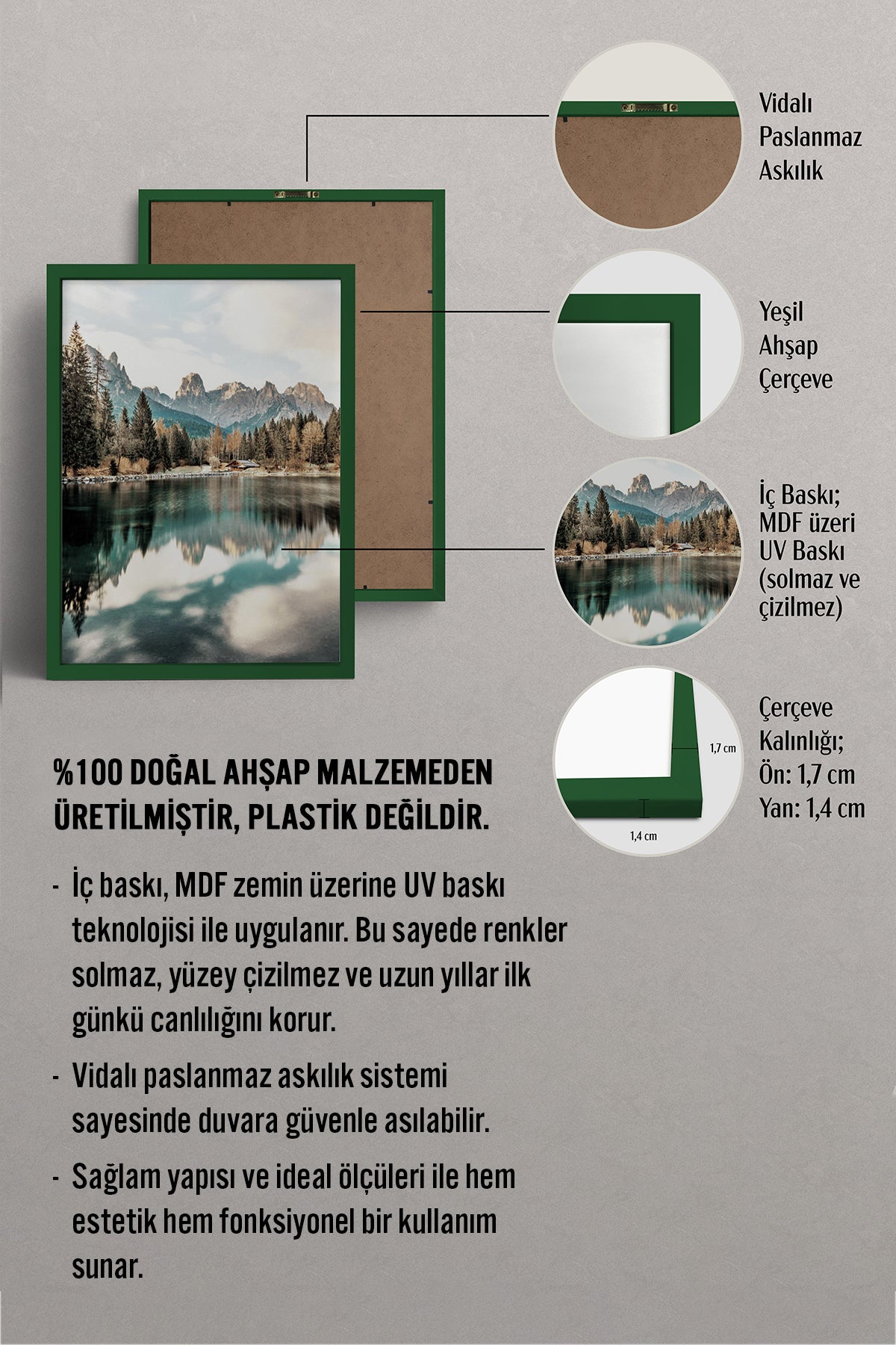 HOMEPACK Ahşap Çerçeveli Tablo Çerçeveli Poster Sanatsal Modern Duvar Dekoru BEK-8164