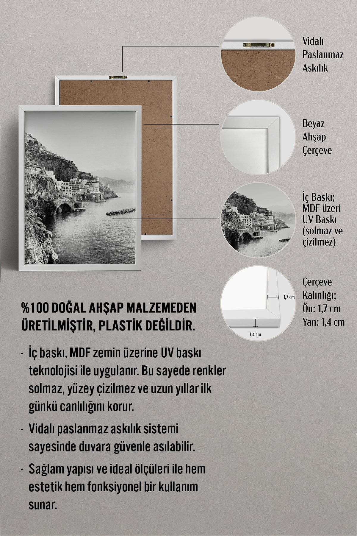 HOMEPACK Ahşap Çerçeveli Tablo Çerçeveli Poster Sanatsal Modern Duvar Dekoru BEK-8165