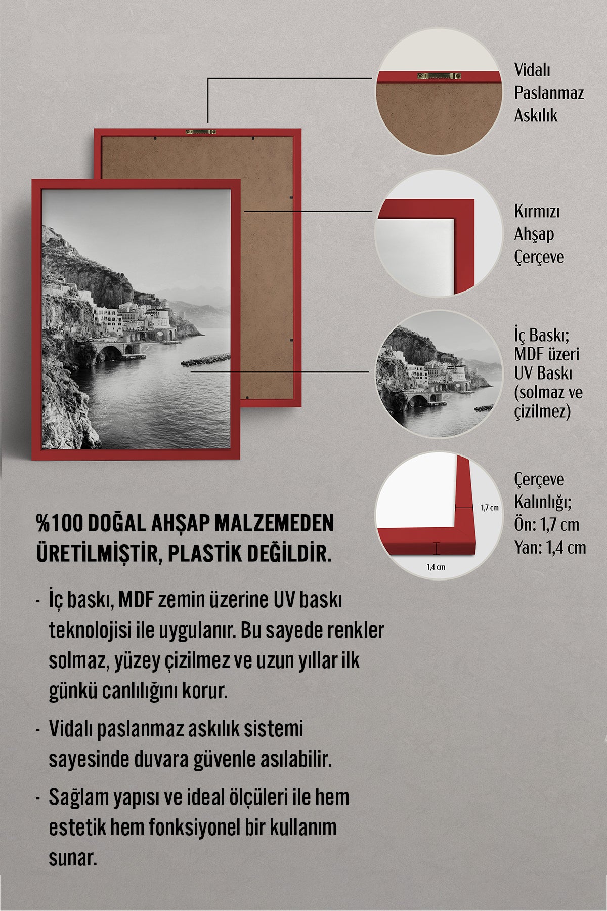 HOMEPACK Ahşap Çerçeveli Tablo Çerçeveli Poster Sanatsal Modern Duvar Dekoru BEK-8165