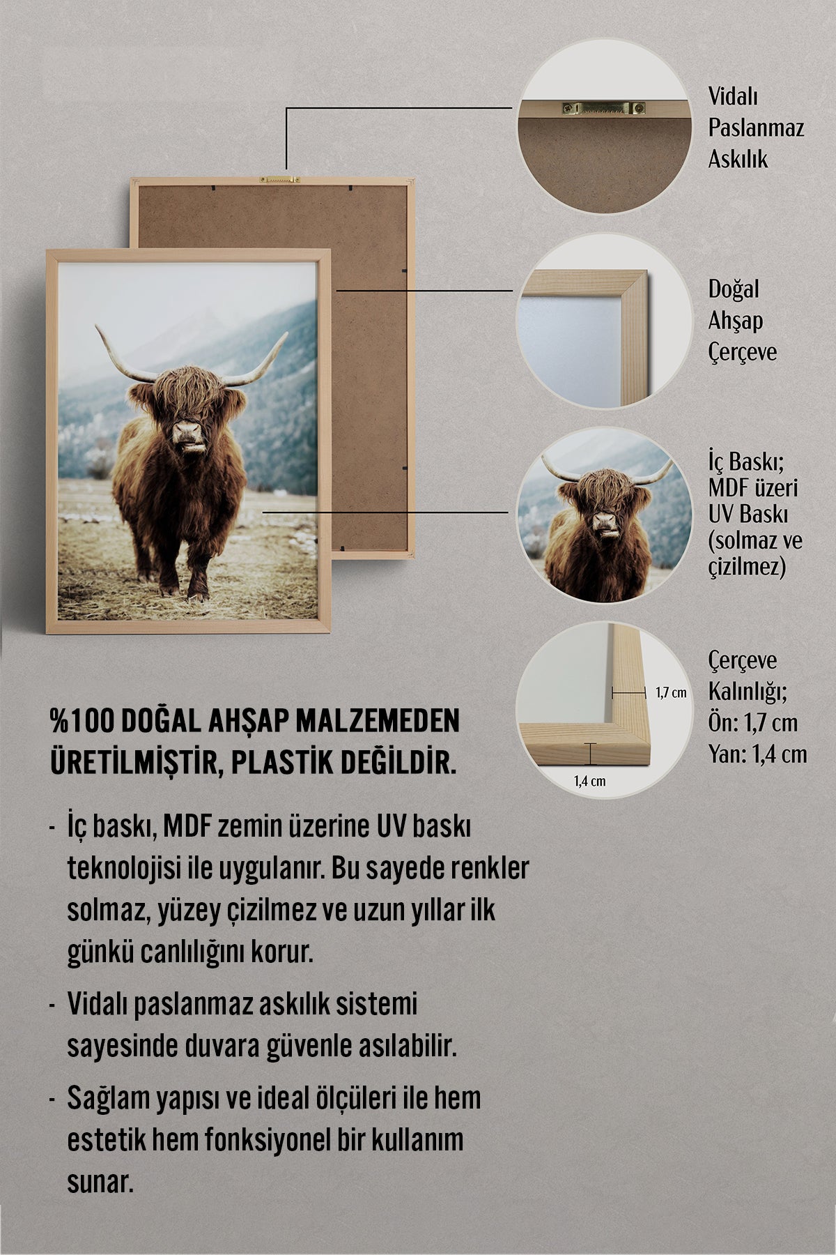 HOMEPACK Ahşap Çerçeveli Tablo Çerçeveli Poster Sanatsal Modern Duvar Dekoru BEK-8166