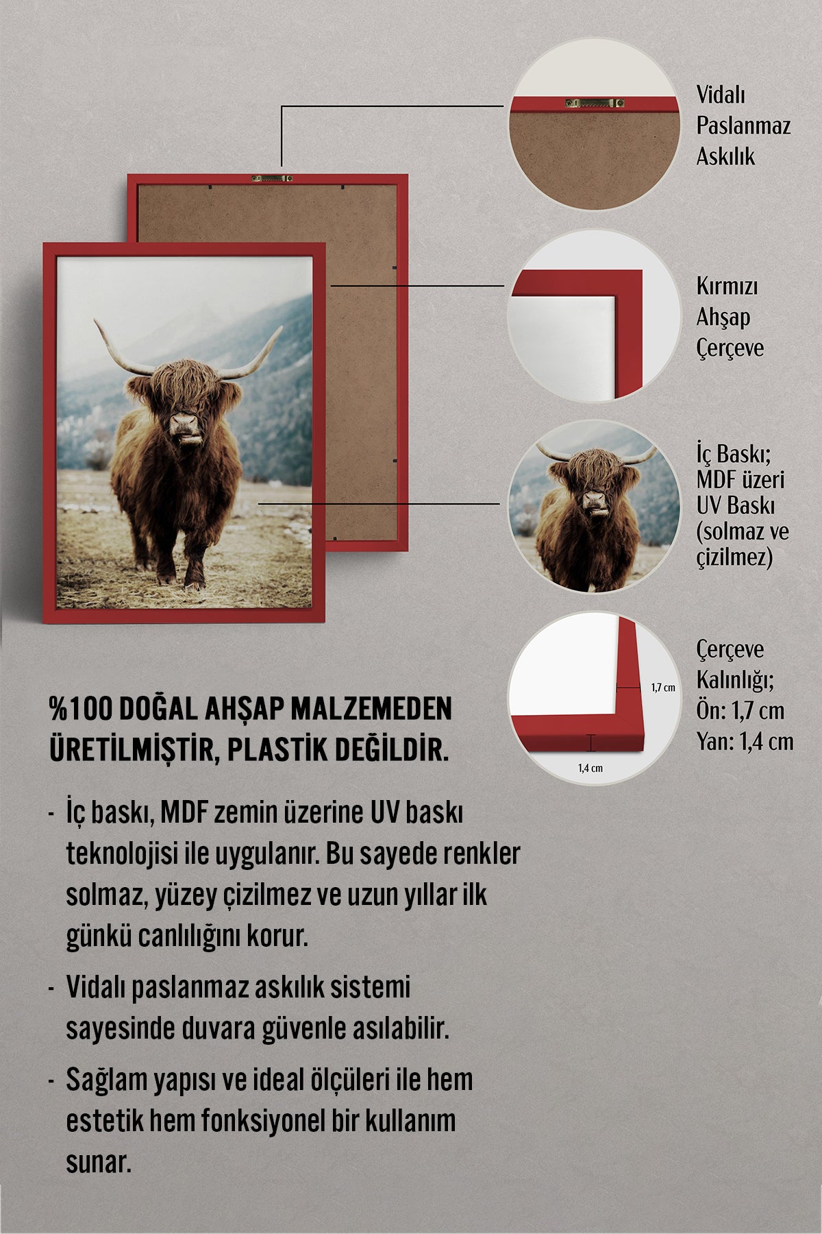 HOMEPACK Ahşap Çerçeveli Tablo Çerçeveli Poster Sanatsal Modern Duvar Dekoru BEK-8166