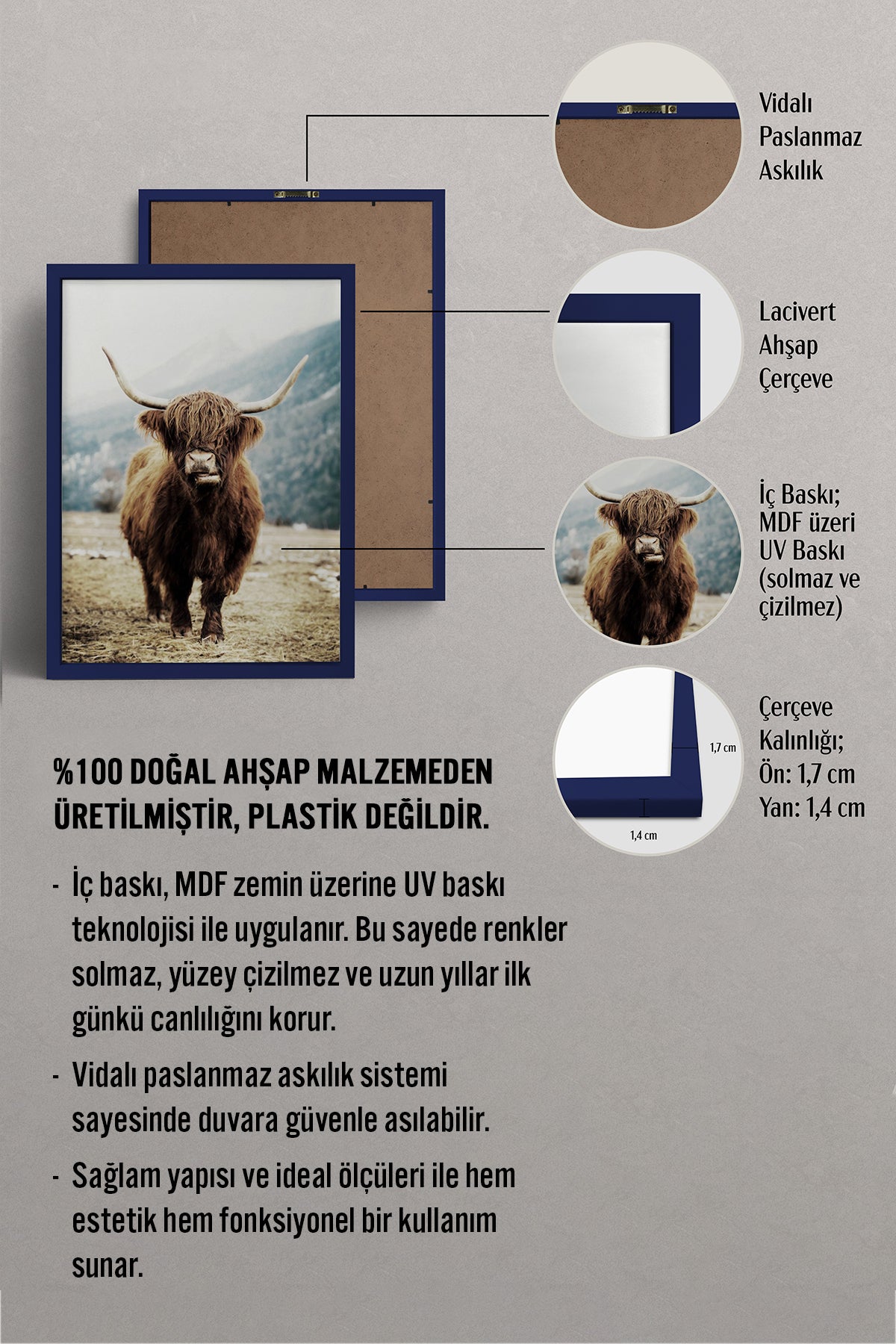 HOMEPACK Ahşap Çerçeveli Tablo Çerçeveli Poster Sanatsal Modern Duvar Dekoru BEK-8166